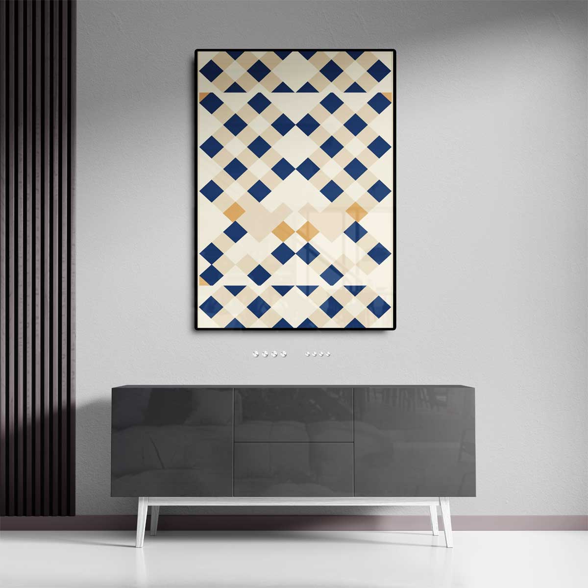 Geometrische Patronen Mozaïek Kunstwerk-canvas-dibond-plexiglas-wanddecoratie-WallArtistic