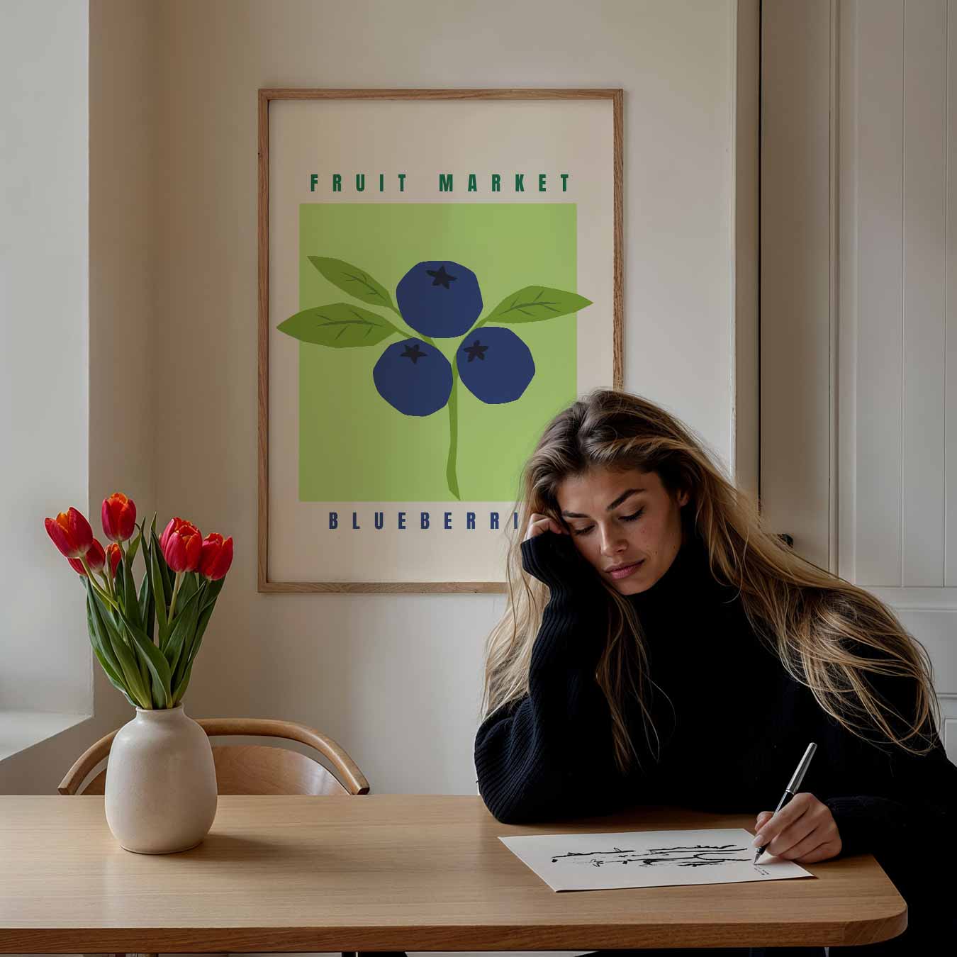 Blauwe Bessen Fruitmarkt Poster-WallArtistic