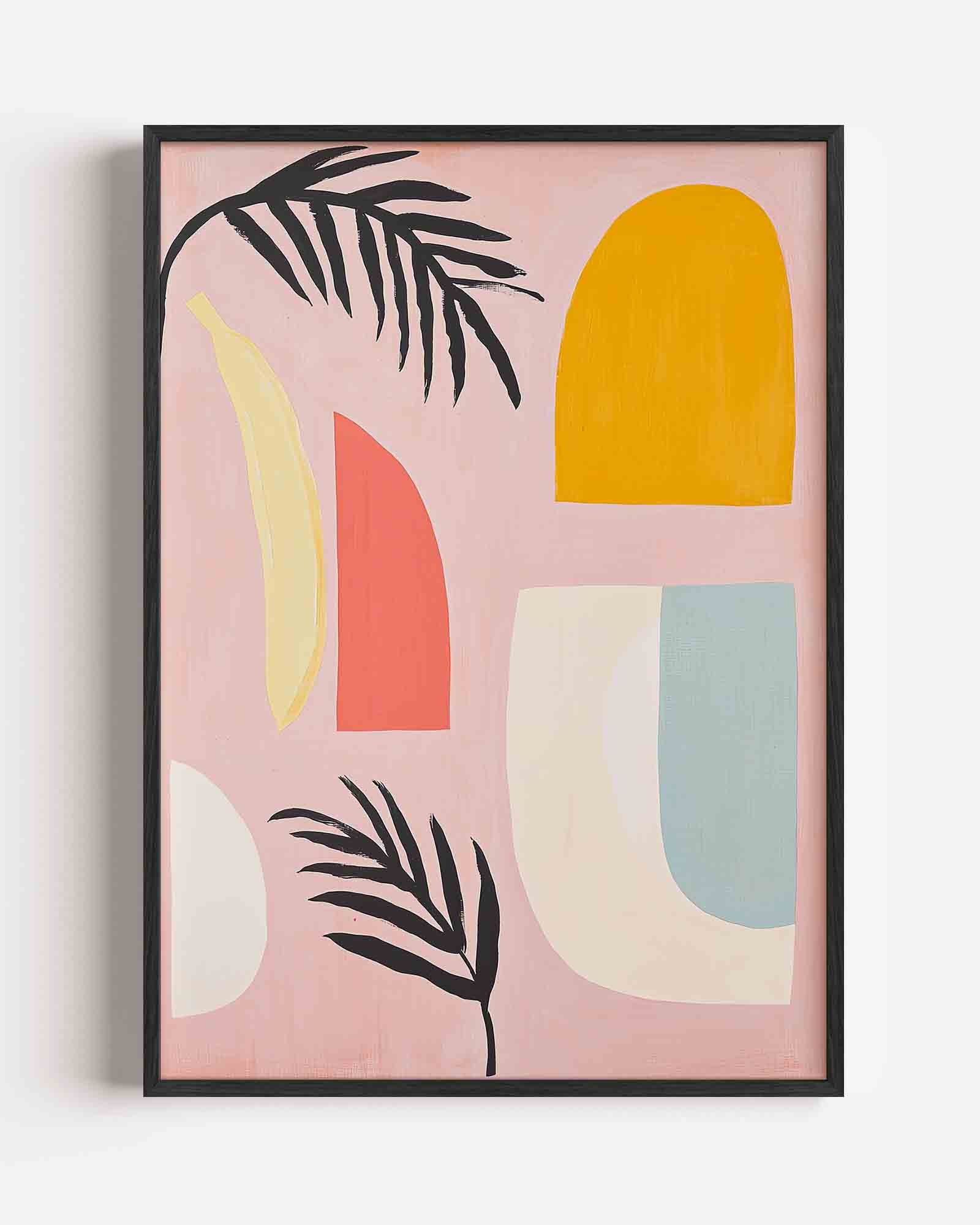 Abstracte vormen en bladeren Poster