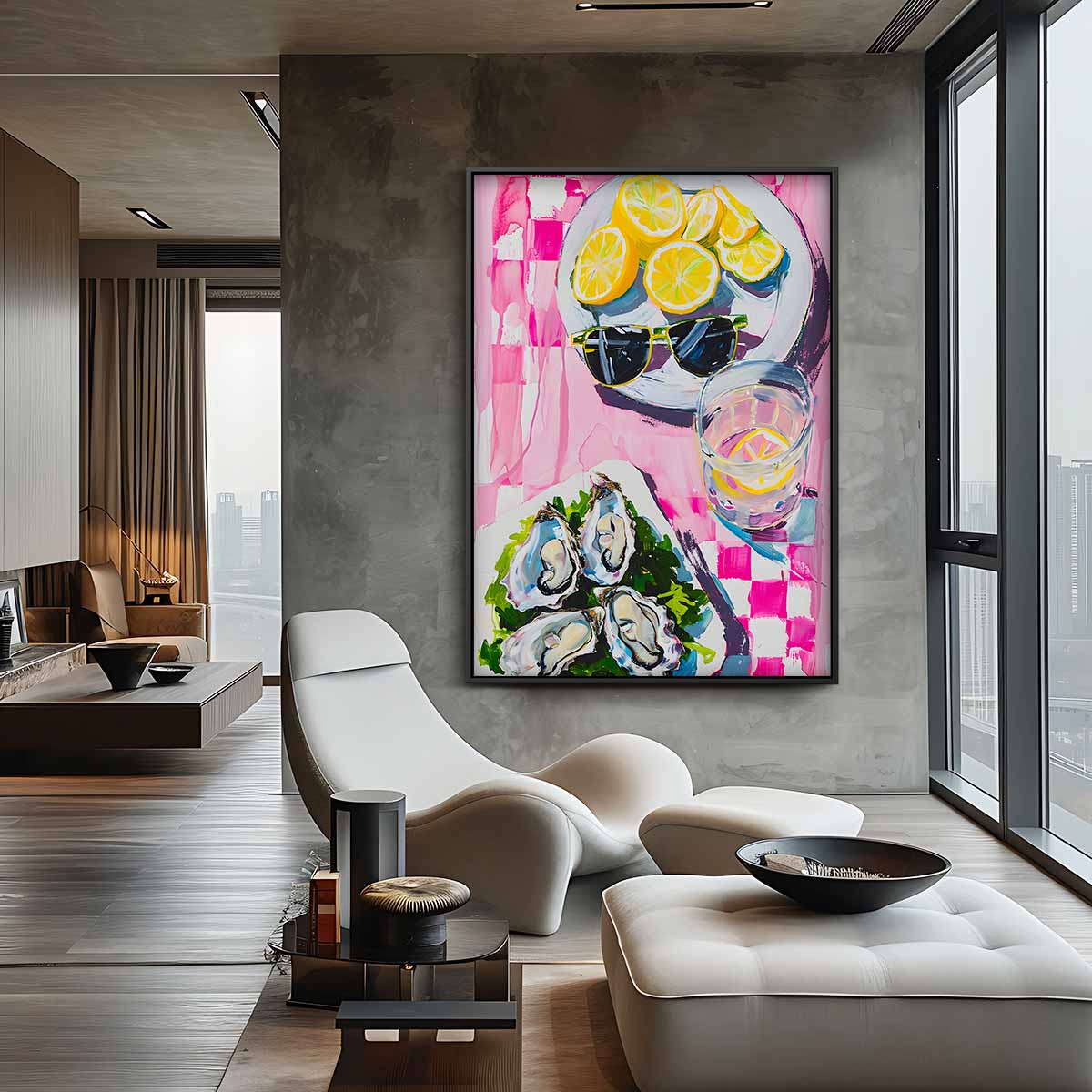 Zonnige Picknick met Citrusschijfjes Kunstwerk-canvas-dibond-plexiglas-wanddecoratie-WallArtistic