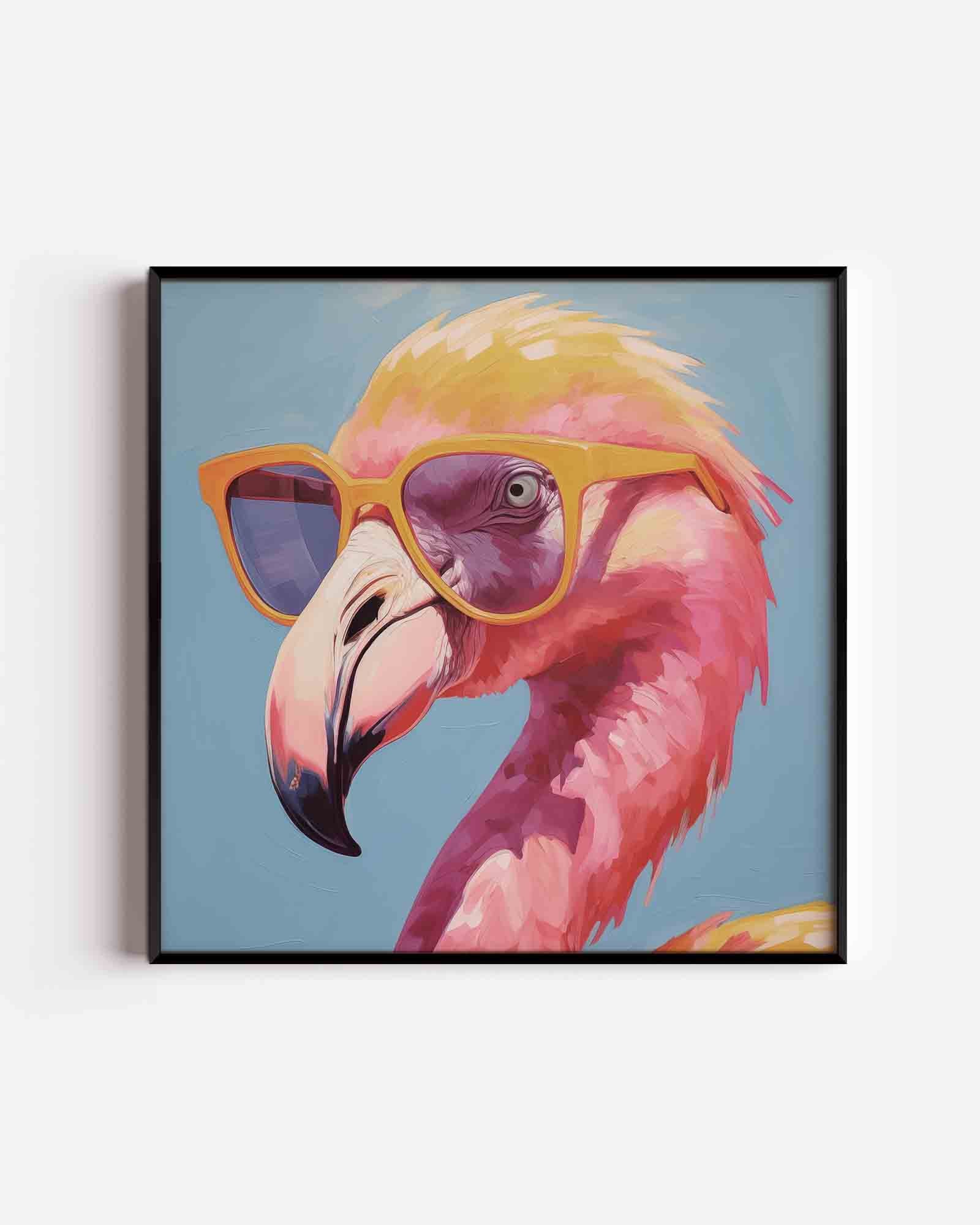 Flamingo met zonnebril Poster