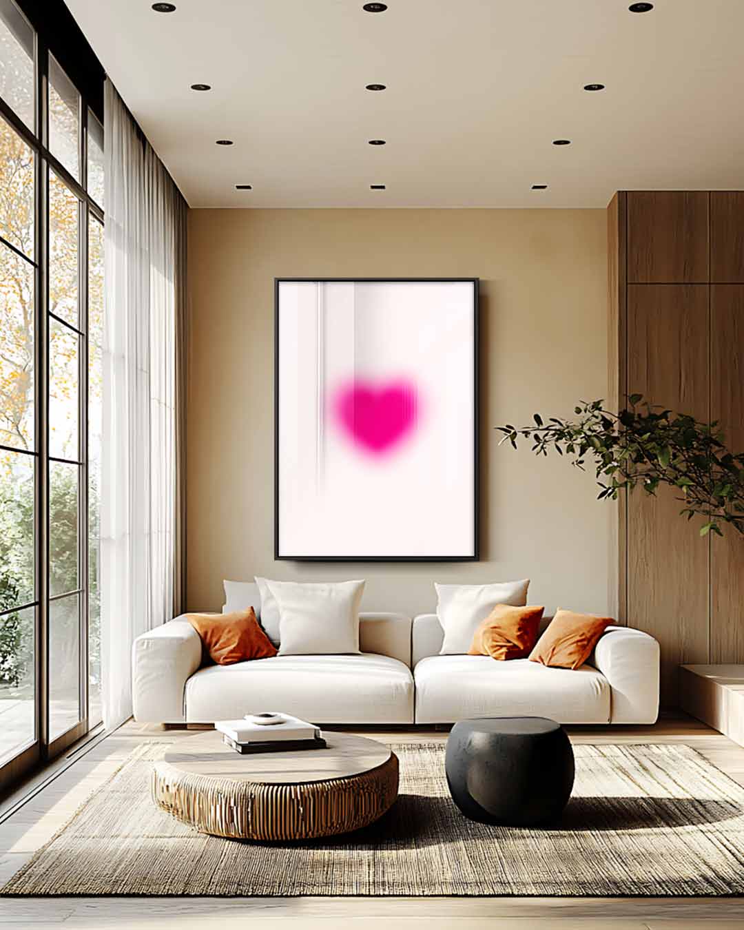 Liefdeshart in Roze Kunstwerk-canvas-dibond-plexiglas-wanddecoratie-WallArtistic