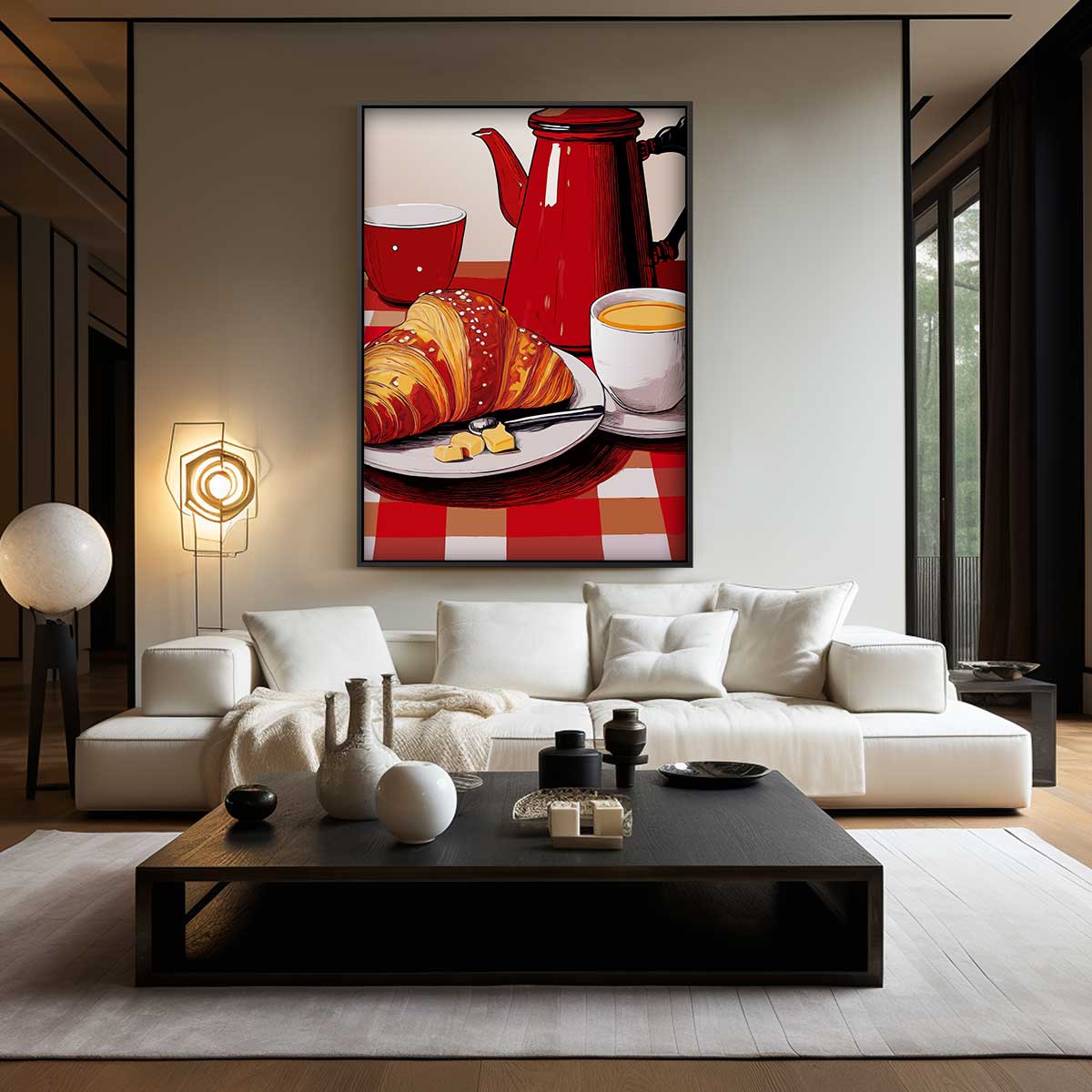 Ontbijtgenot in Rood Kunstwerk-canvas-dibond-plexiglas-wanddecoratie-WallArtistic