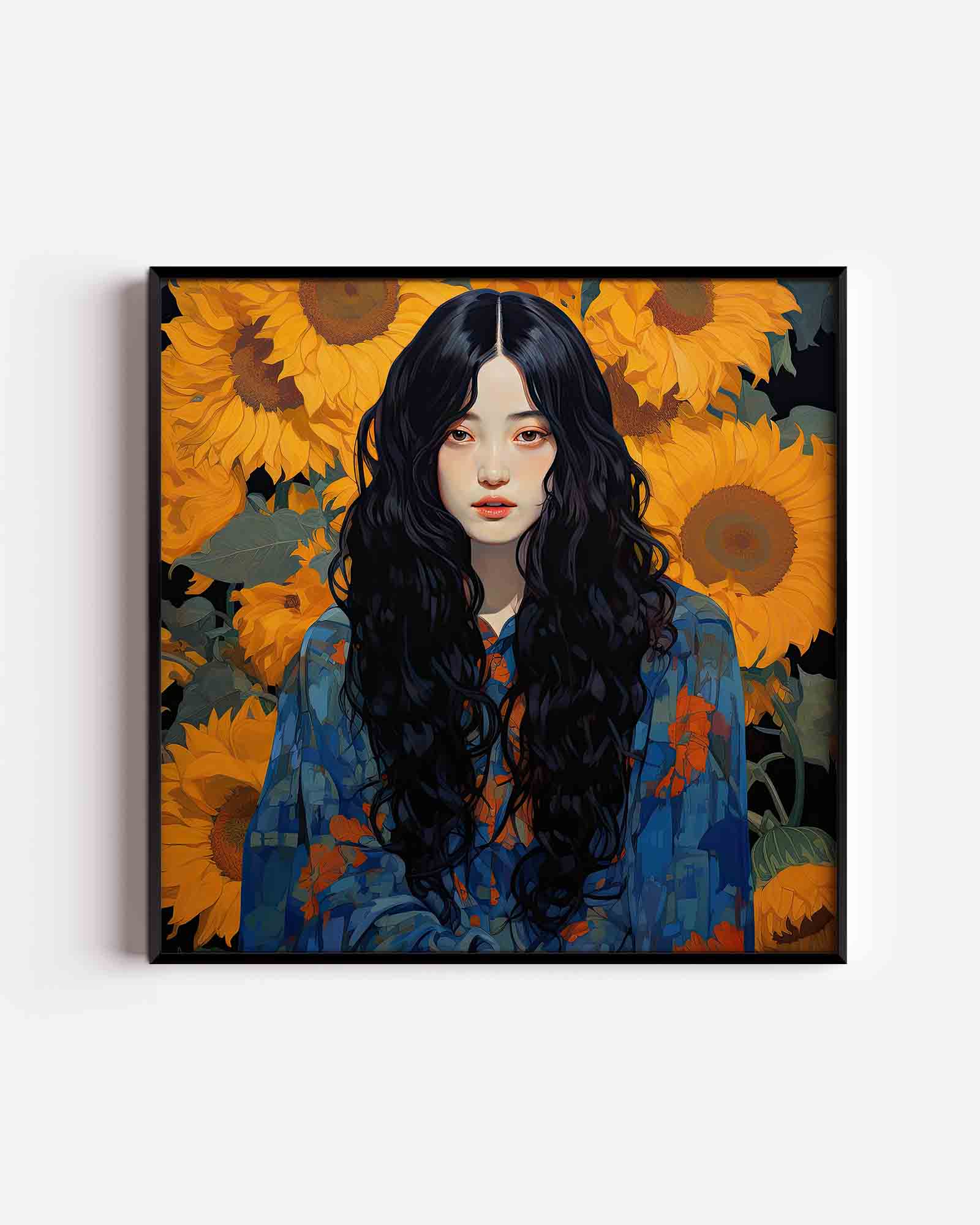 Vrouw met zonnebloemen Poster