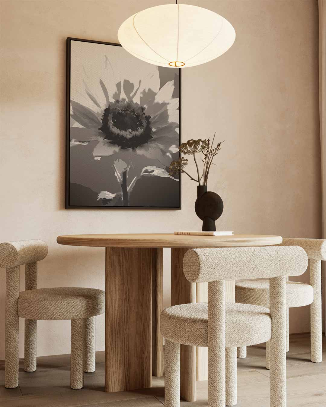 Zwart-Witte Zonnebloem Droom Kunstwerk-canvas-dibond-plexiglas-wanddecoratie-WallArtistic