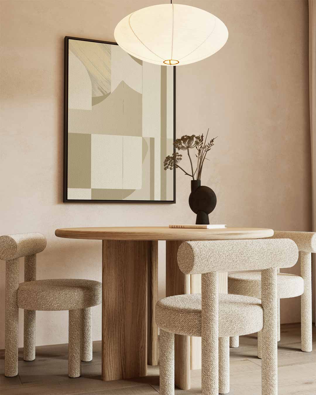 Abstracte Harmonie in Beige Kunstwerk-canvas-dibond-plexiglas-wanddecoratie-WallArtistic