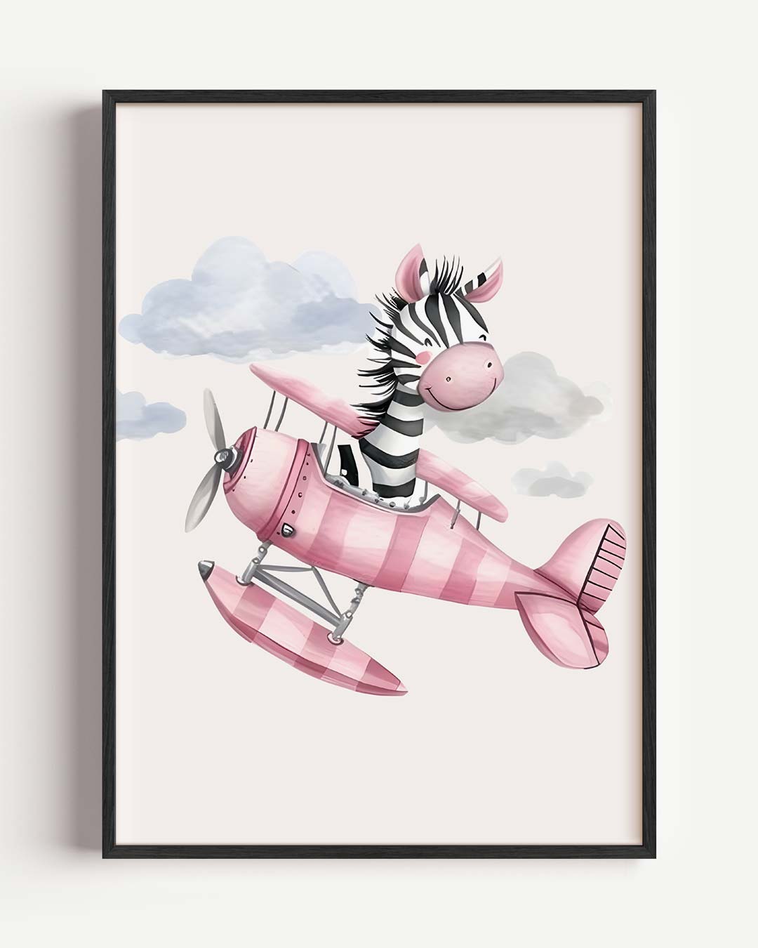 Dromerige Zebra in het Vliegtuig Poster-WallArtistic