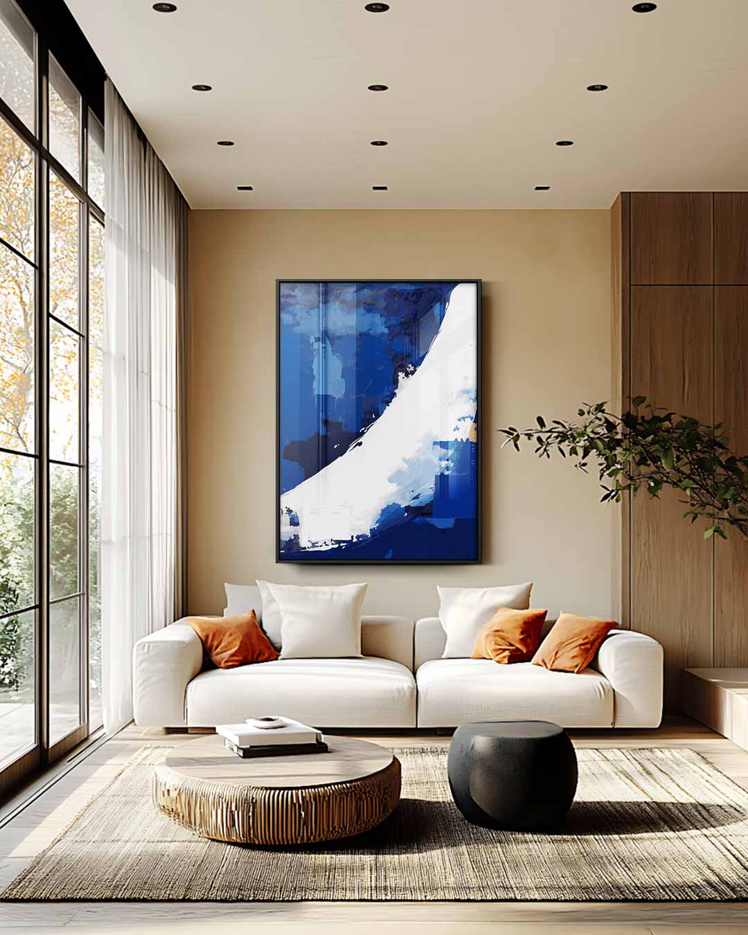 Golvende Blauw Kunstwerk-canvas-dibond-plexiglas-wanddecoratie-WallArtistic