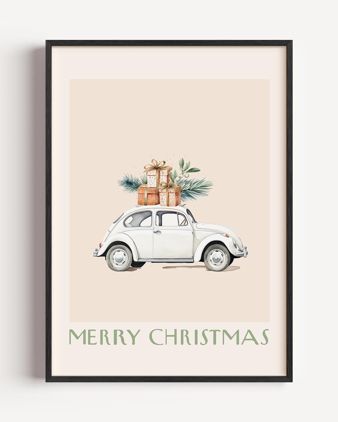 Vintage Kerst Auto Poster-WallArtistic
