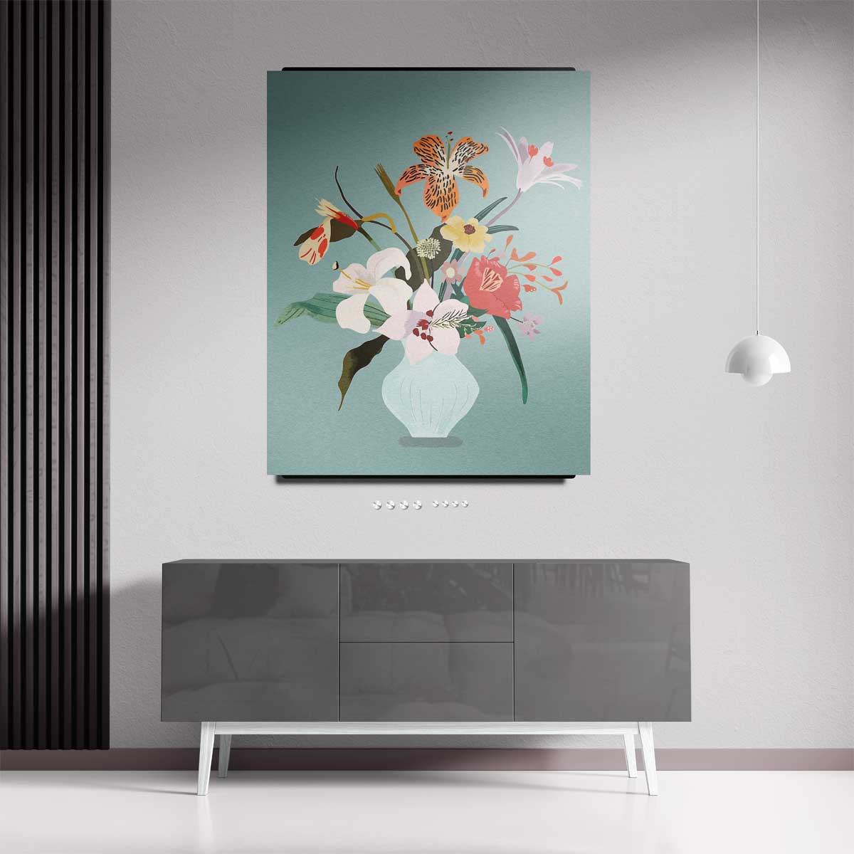 Bloemenpracht in Vaas Kunstwerk-canvas-dibond-plexiglas-wanddecoratie-WallArtistic