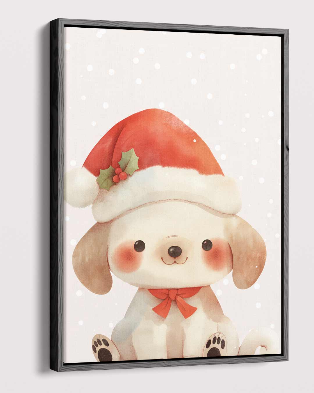 Kerst Puppy Illustratie Kunstwerk-canvas-dibond-plexiglas-wanddecoratie-WallArtistic