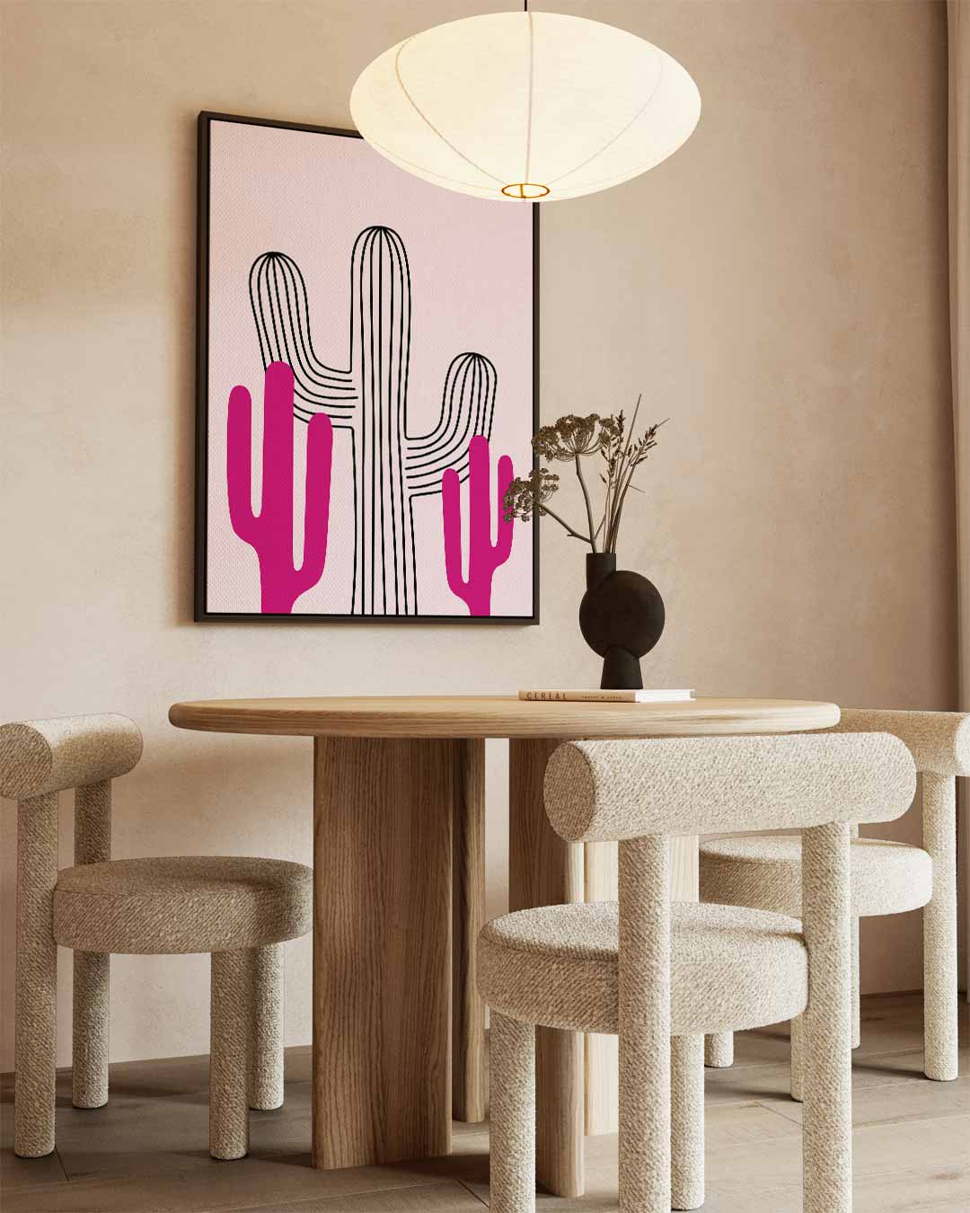 Vrolijke Cactussen in Roze Kunstwerk-canvas-dibond-plexiglas-wanddecoratie-WallArtistic