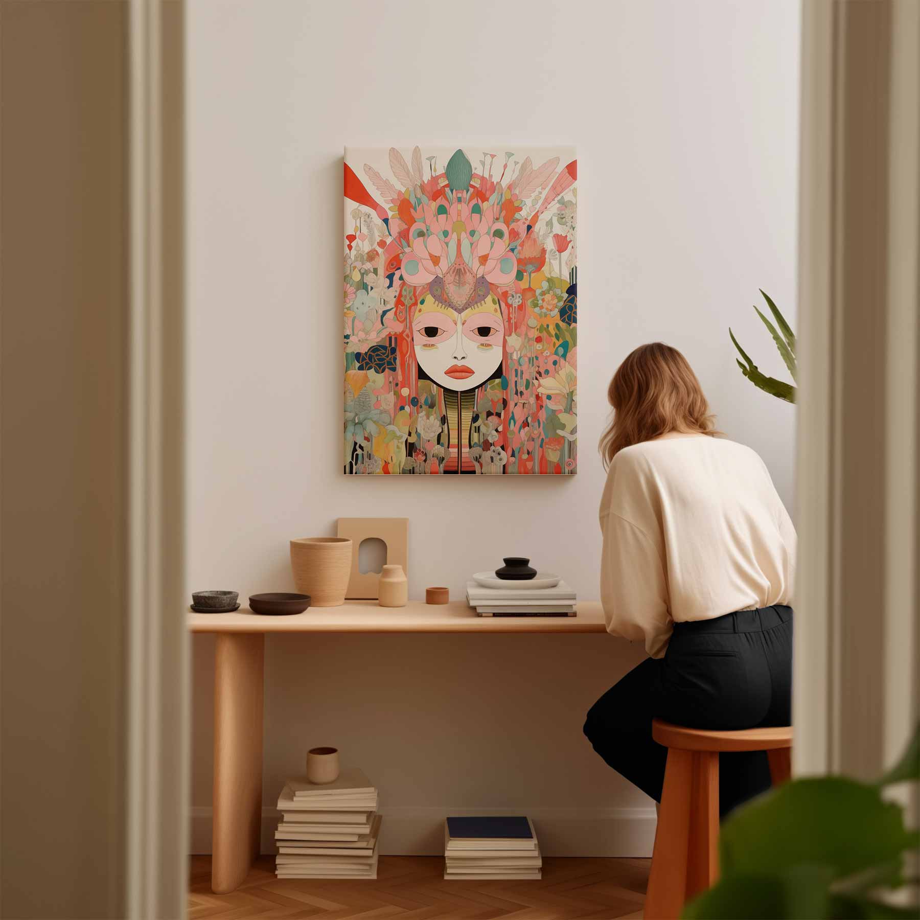 Vrolijke Fantasiegezichten Kunstwerk-canvas-dibond-plexiglas-wanddecoratie-WallArtistic