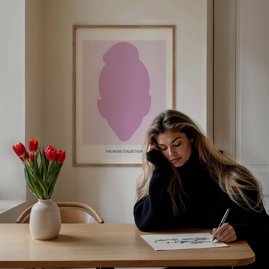 Inspirerende Muse Silhouet Poster-WallArtistic