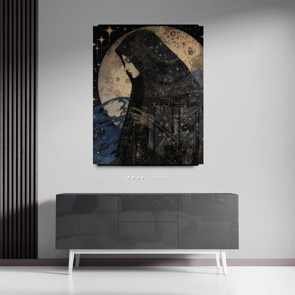 Mystieke Maan Beschouwer Kunstwerk-canvas-dibond-plexiglas-wanddecoratie-WallArtistic