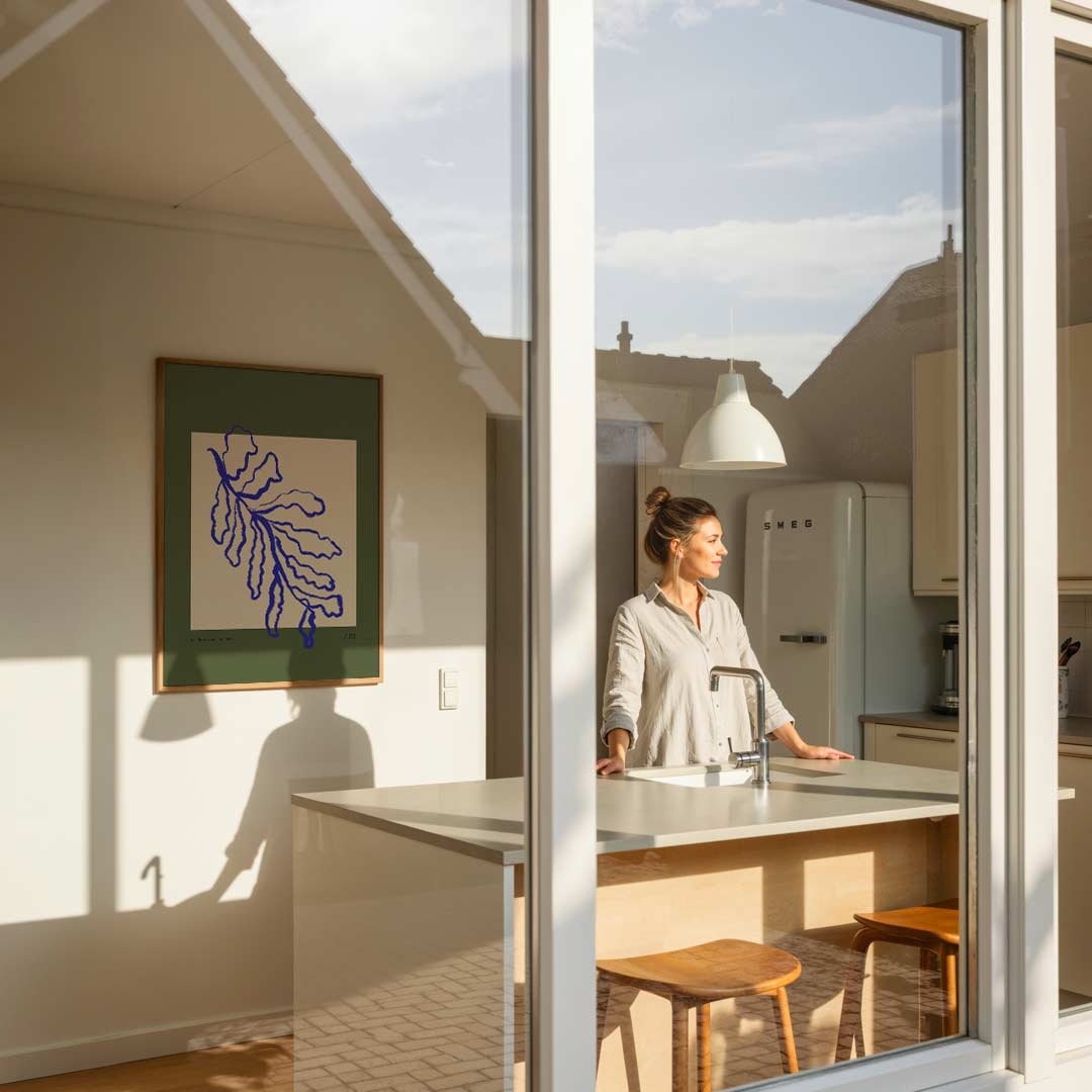 Botanische Kunstposter met Blauwe Accenten Poster-WallArtistic