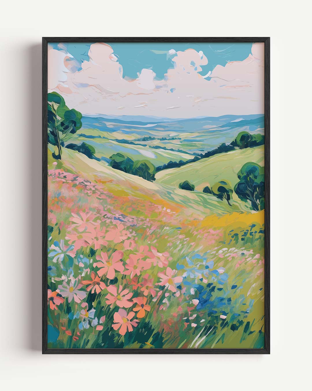 Vrolijke Zomerbloemen Landschap Poster