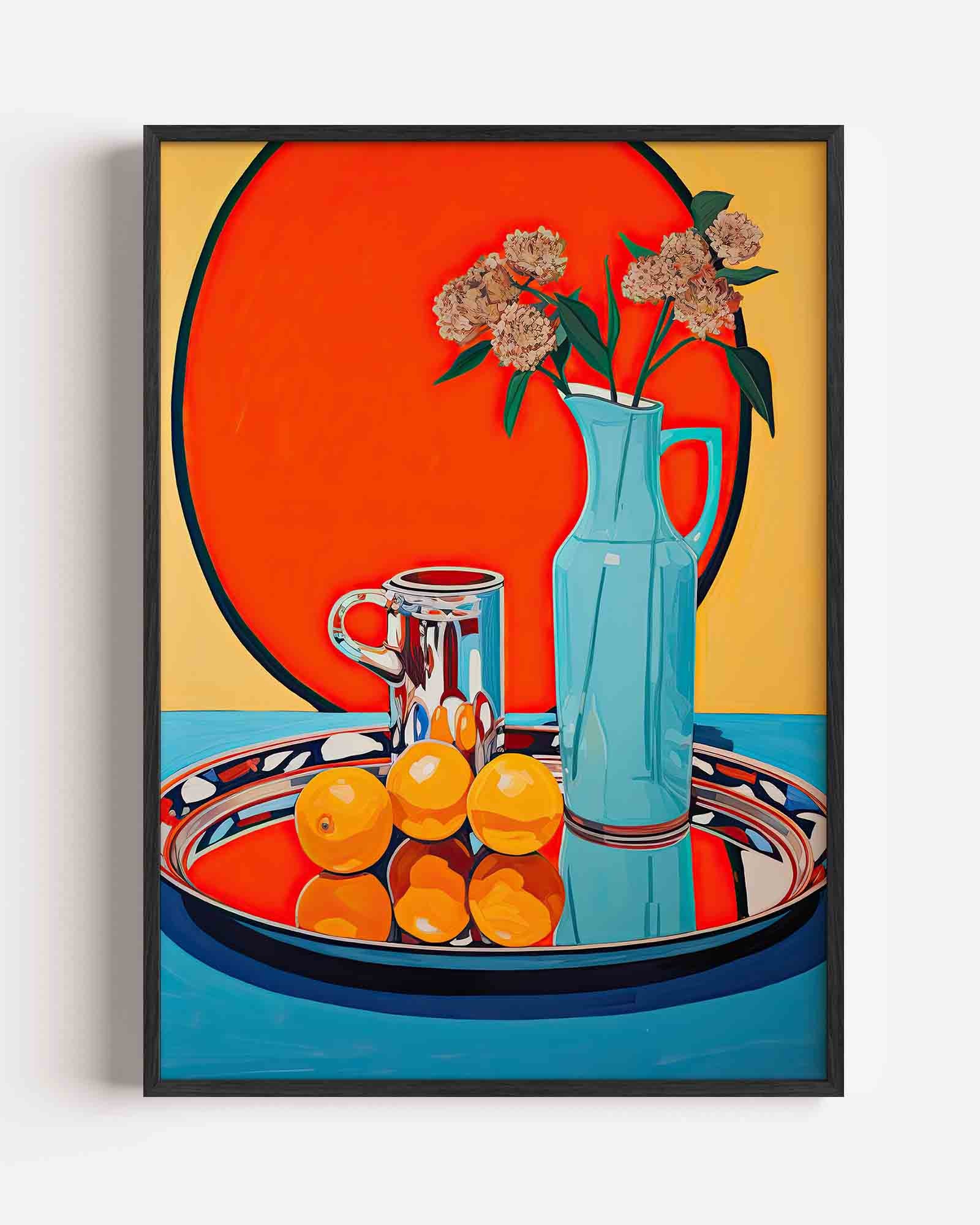 Stilleven met bloemen en fruit Poster