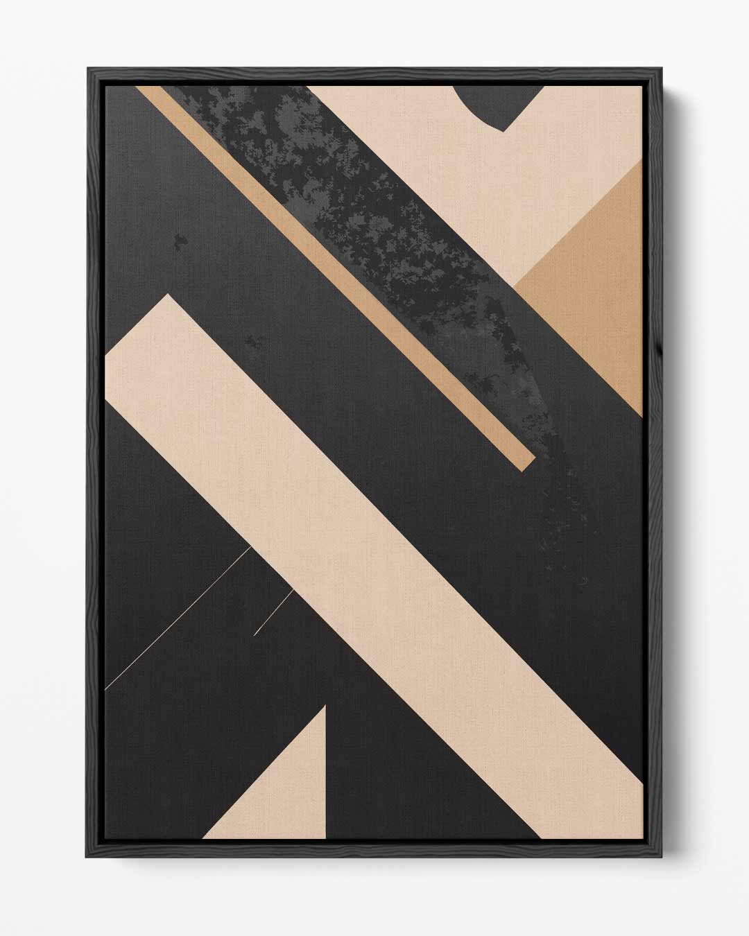 Abstracte Beige Lijnen op Zwart Kunstwerk-canvas-dibond-plexiglas-wanddecoratie-WallArtistic