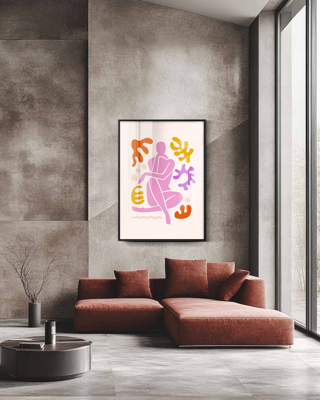 Vrolijke Lijnen en Vormen Kunstwerk-canvas-dibond-plexiglas-wanddecoratie-WallArtistic
