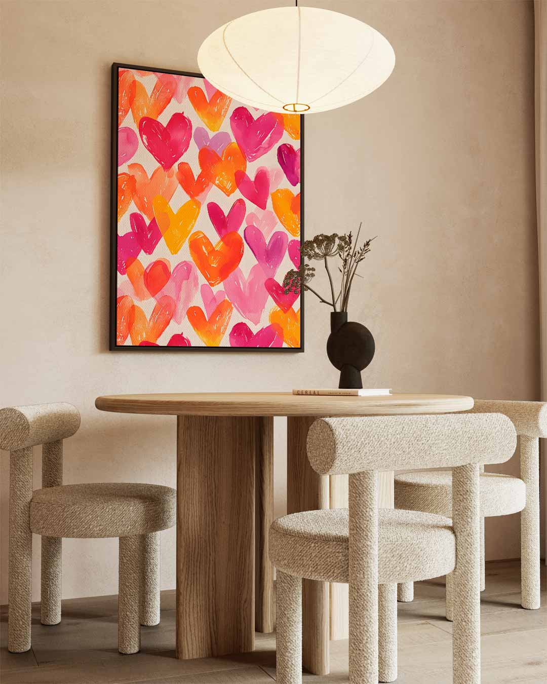 Kleurrijke Harten Patroon Kunstwerk-canvas-dibond-plexiglas-wanddecoratie-WallArtistic