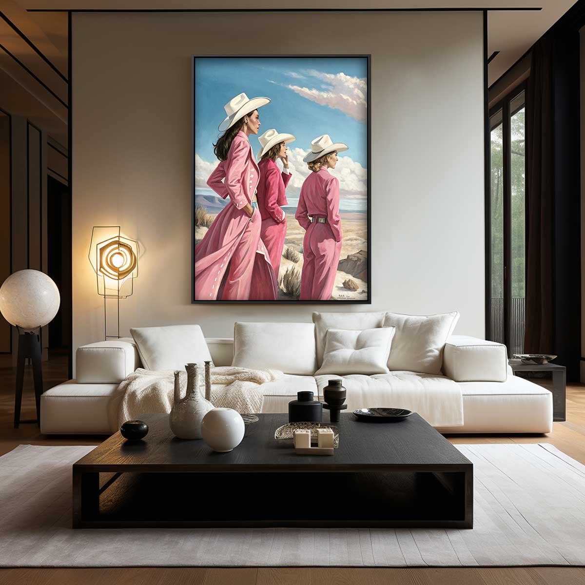 Western Dames in Stijl Kunstwerk-canvas-dibond-plexiglas-wanddecoratie-WallArtistic