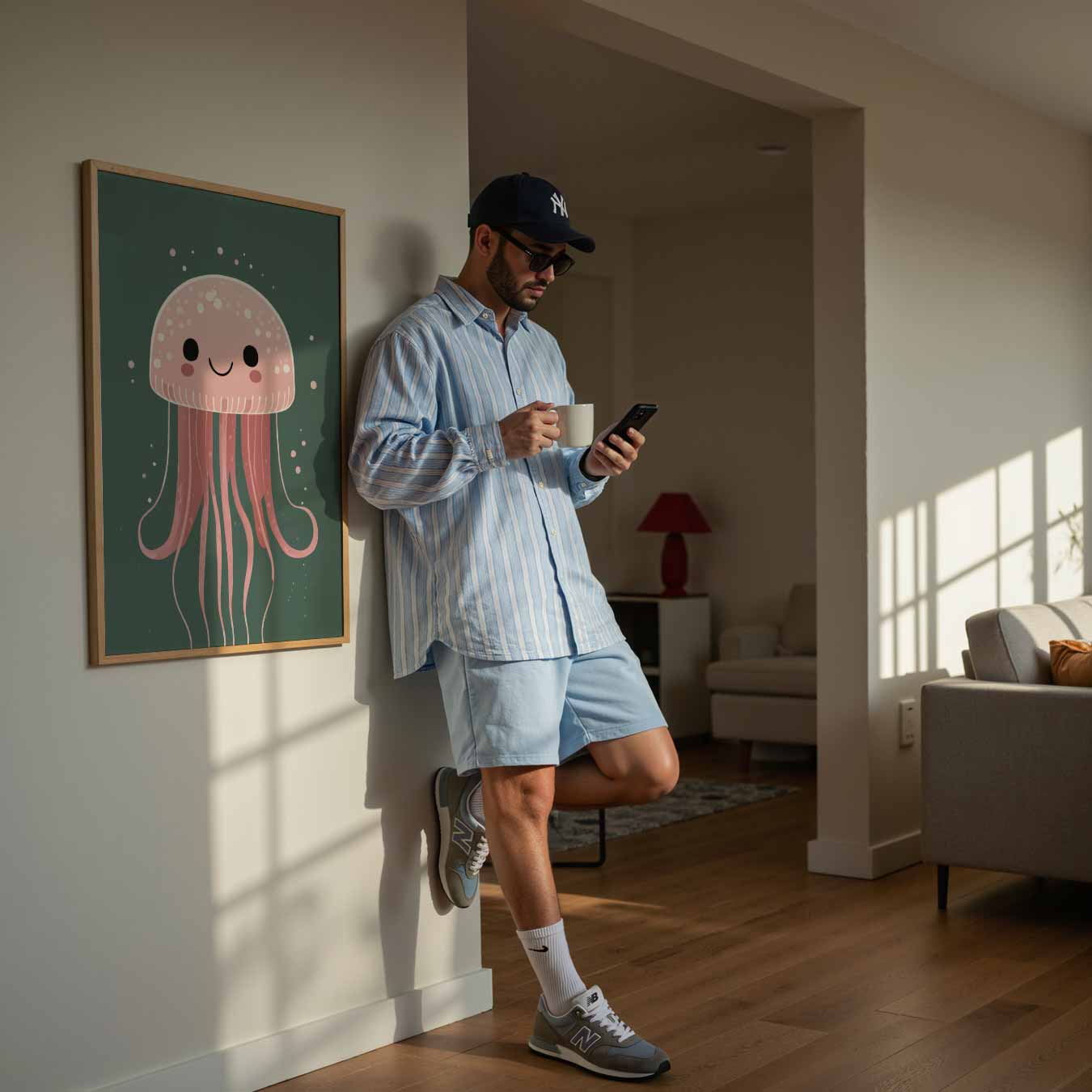 Schattige Roze Kwallenposter-WallArtistic