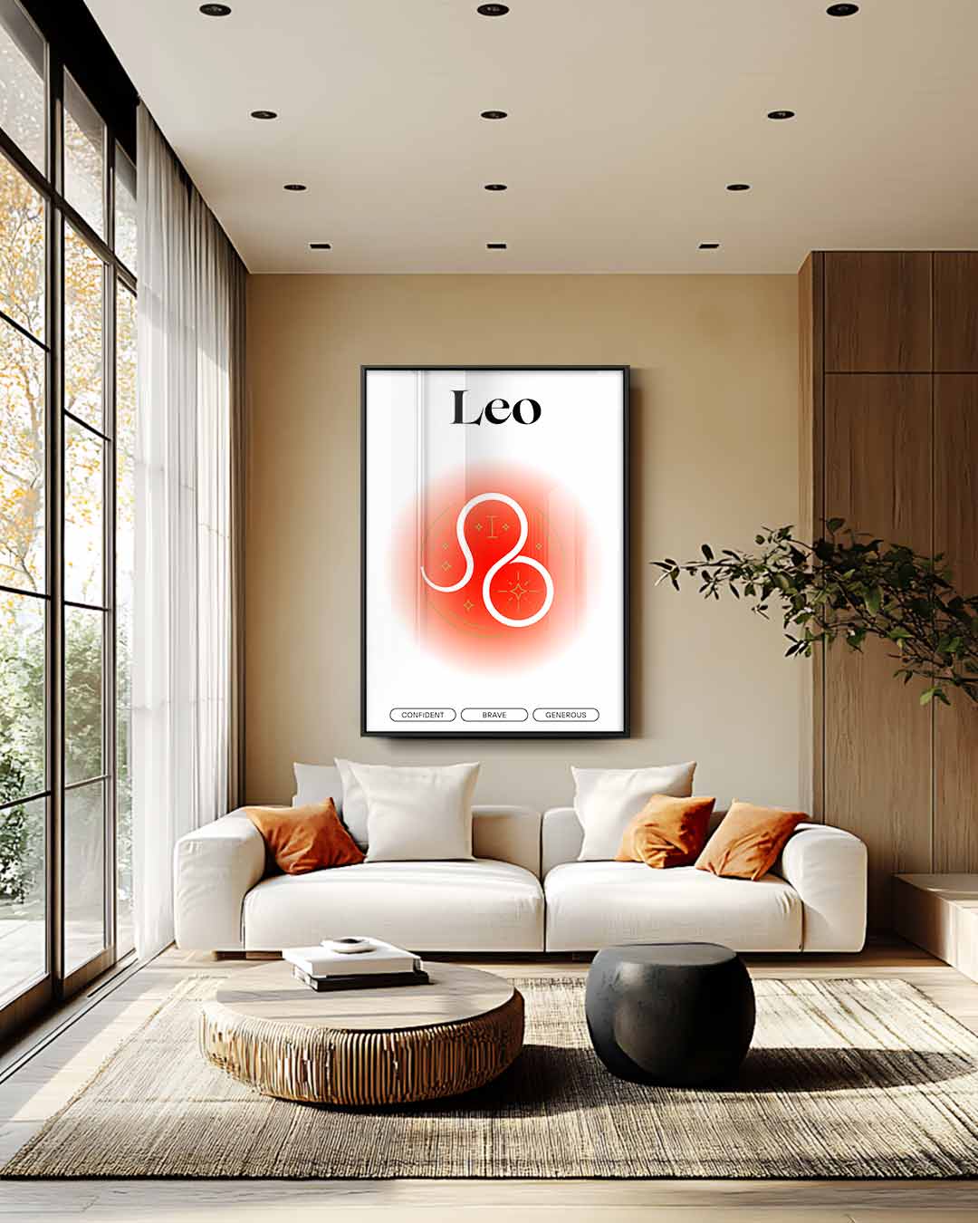 Leeuw Sterrenbeeld Illustratie Kunstwerk-canvas-dibond-plexiglas-wanddecoratie-WallArtistic