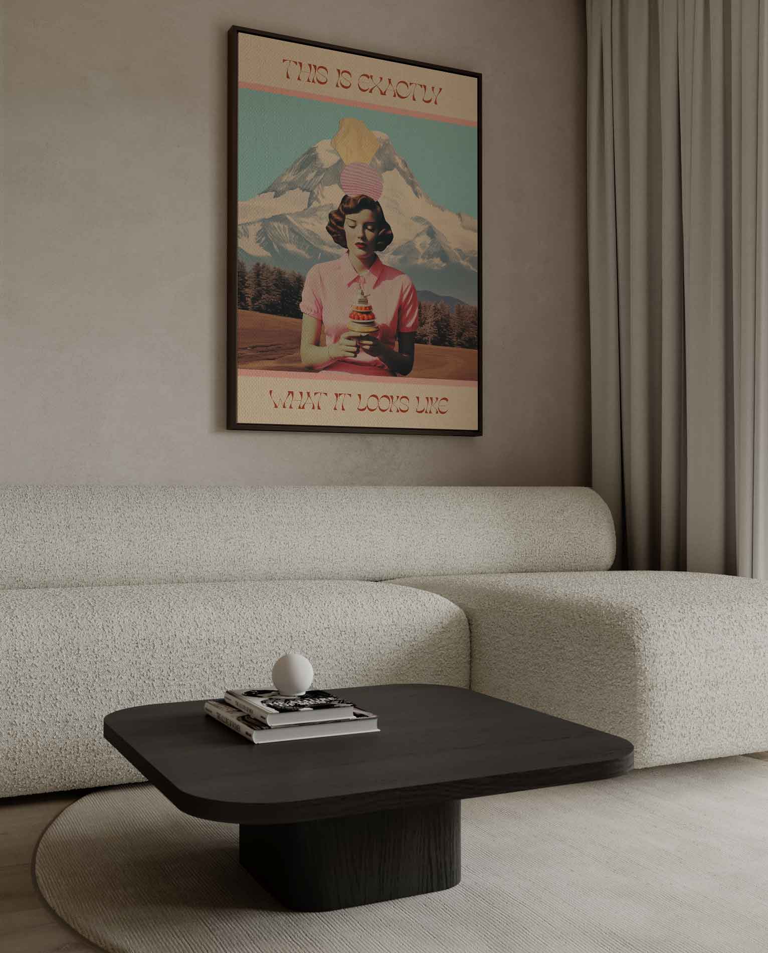 Surrealistische Dame met IJs Kunstwerk-canvas-dibond-plexiglas-wanddecoratie-WallArtistic
