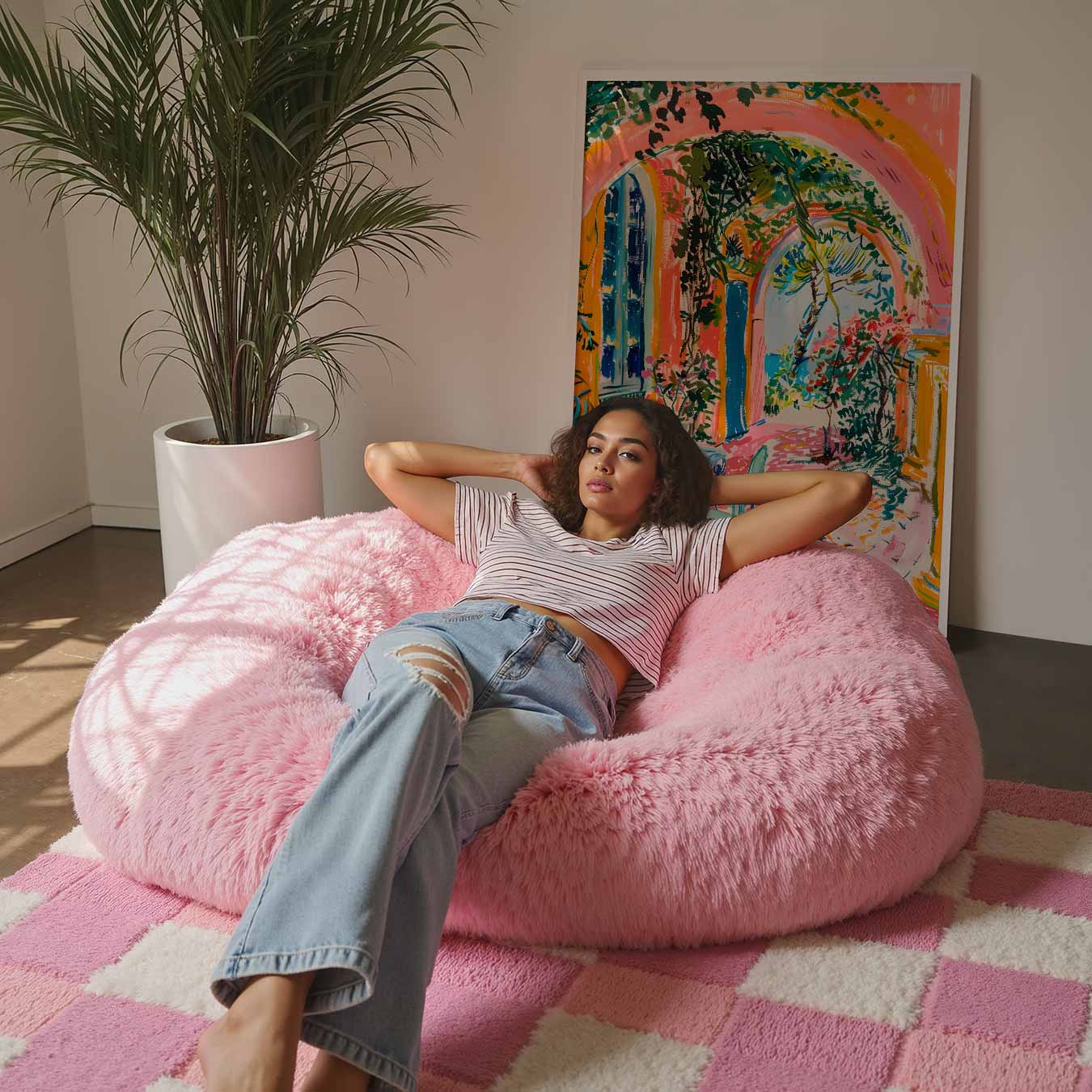 Zomers Terras in Kleurrijke Arches Poster-WallArtistic