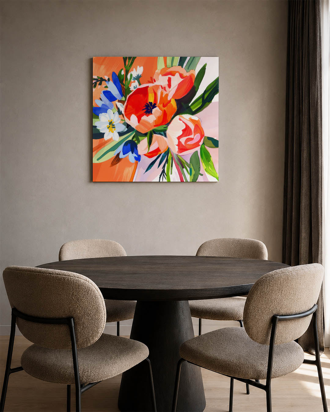 Vrolijke bloemenexplosie Kunstwerk