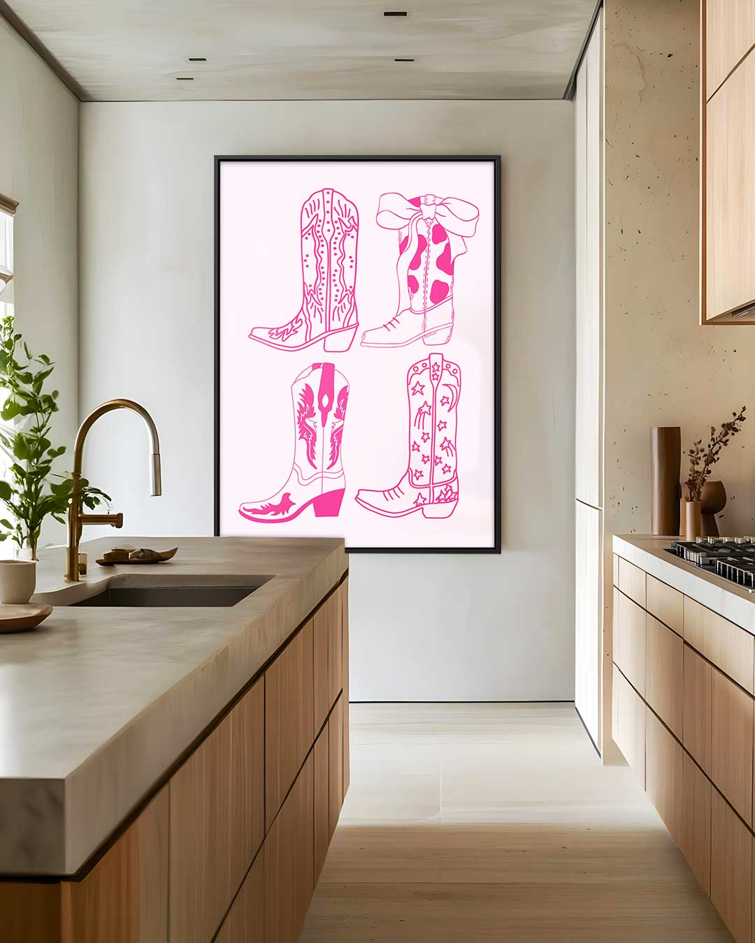 Stoere Cowboyslaarzen Illustratie Kunstwerk-canvas-dibond-plexiglas-wanddecoratie-WallArtistic
