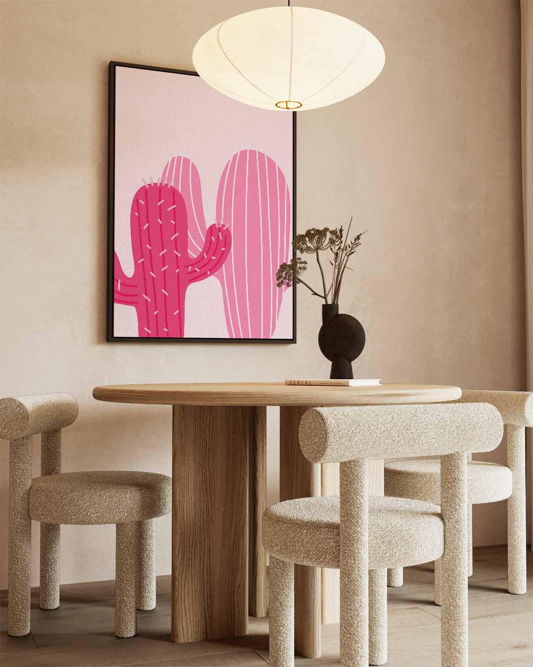 Roze Cactus Verbeelding Kunstwerk-canvas-dibond-plexiglas-wanddecoratie-WallArtistic