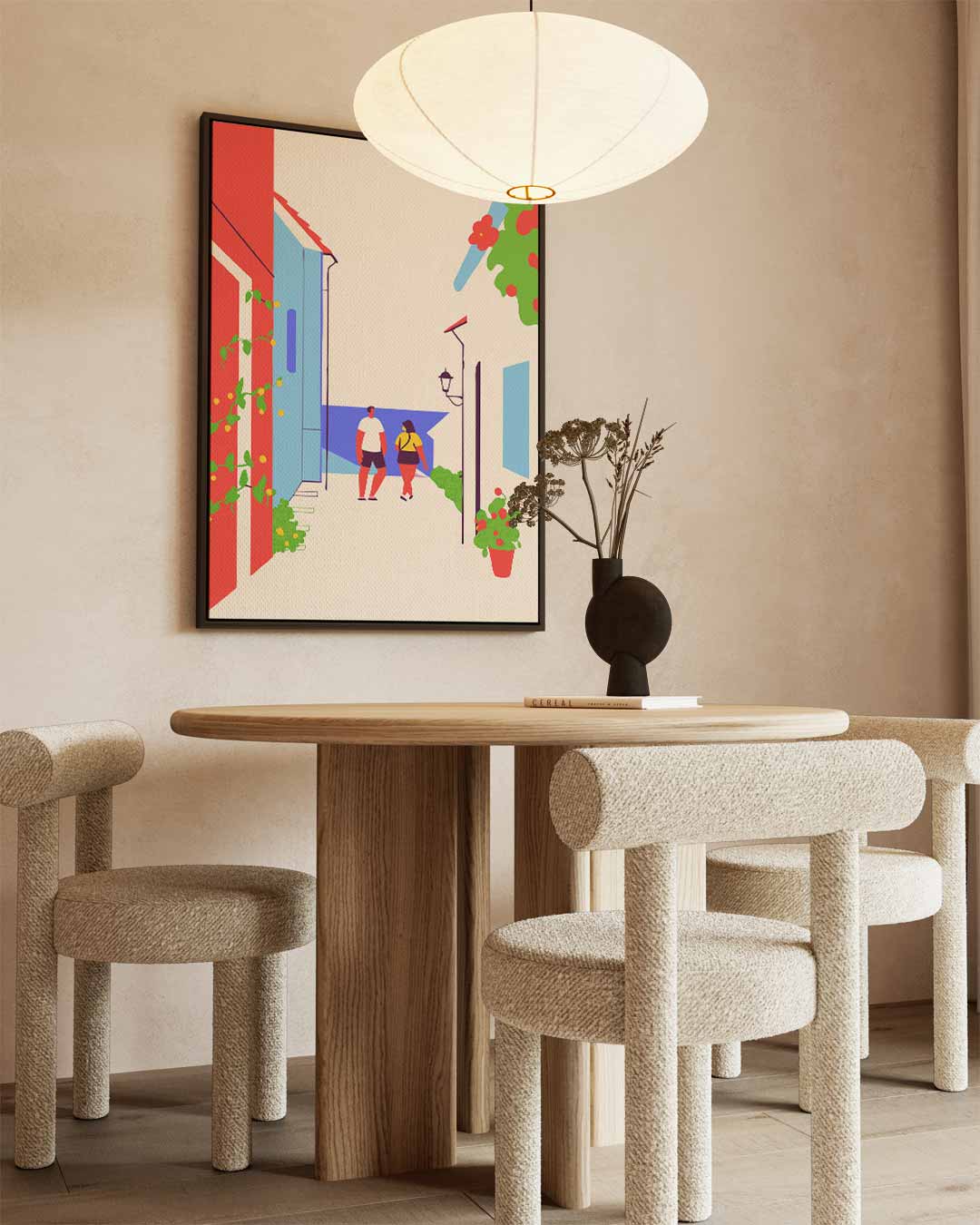 Kleurrijke Stadswandeling Kunstwerk-canvas-dibond-plexiglas-wanddecoratie-WallArtistic