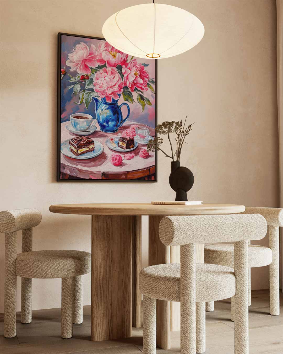 Bloemrijke koffie moment Kunstwerk-canvas-dibond-plexiglas-wanddecoratie-WallArtistic
