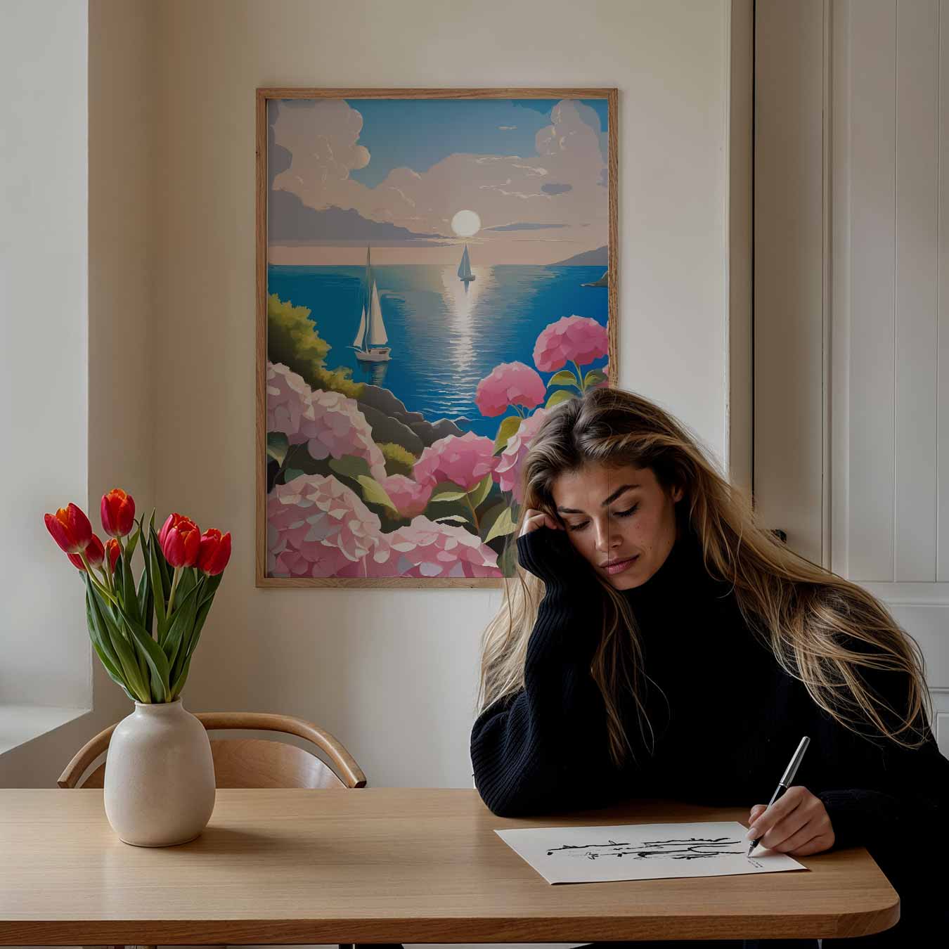 Zomerse Zeilavonturen bij Zonsondergang Poster-WallArtistic