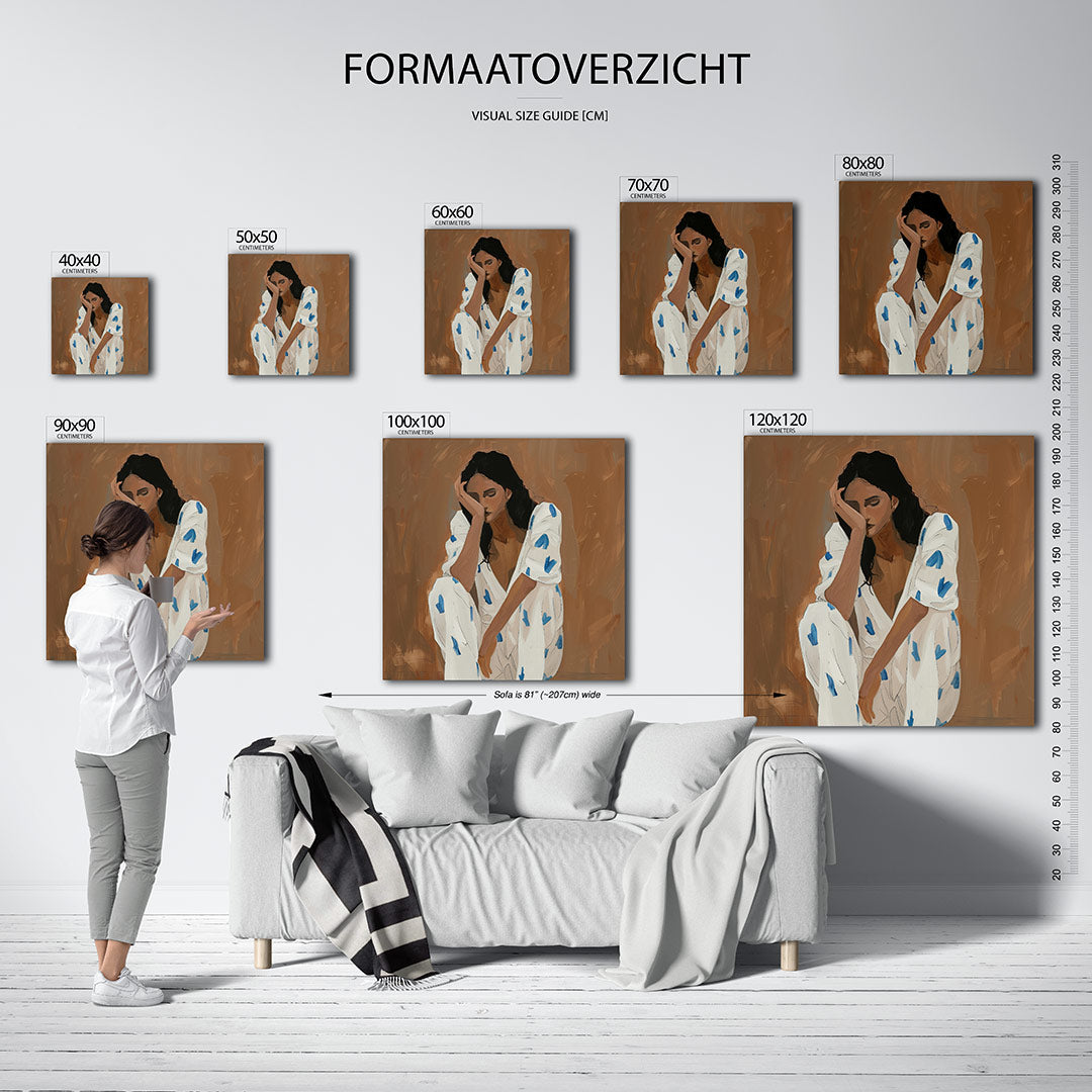 Dromerige vrouwenzitting Kunstwerk