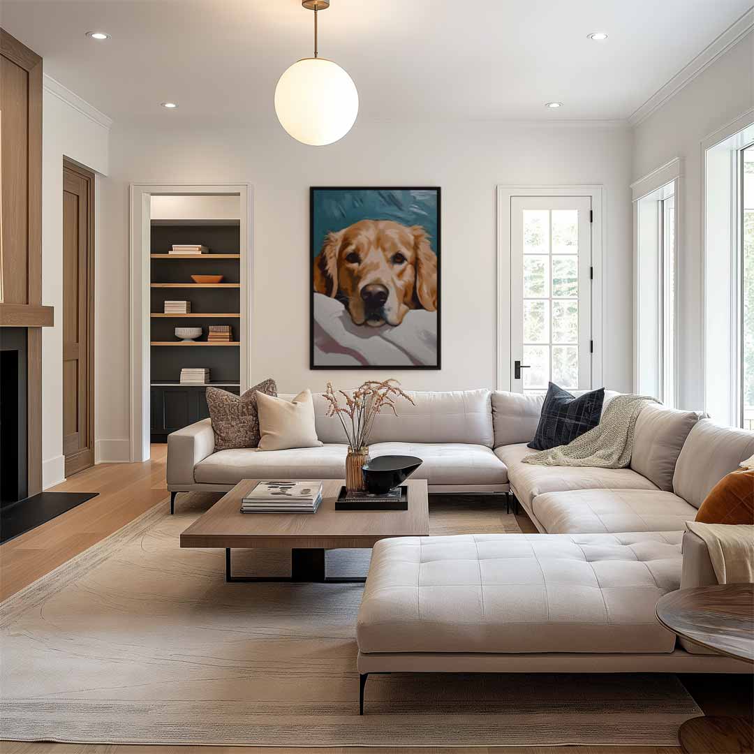 Schattige Hond aan het Chillen Kunstwerk-canvas-dibond-plexiglas-wanddecoratie-WallArtistic