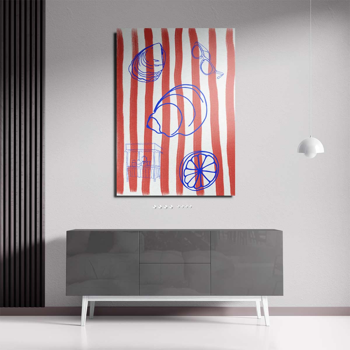 Zomerstrepen en Strandvibes Kunstwerk-canvas-dibond-plexiglas-wanddecoratie-WallArtistic