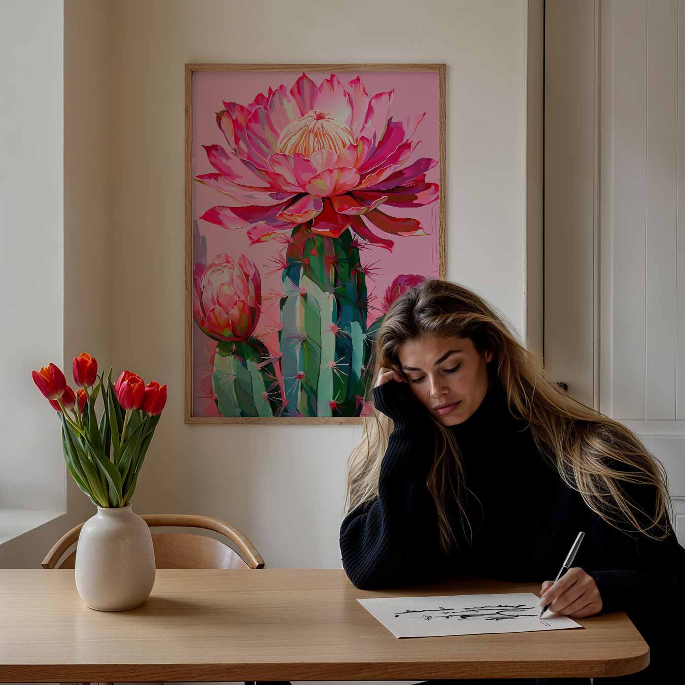 Botanische Cactus Bloemenpracht Poster-WallArtistic