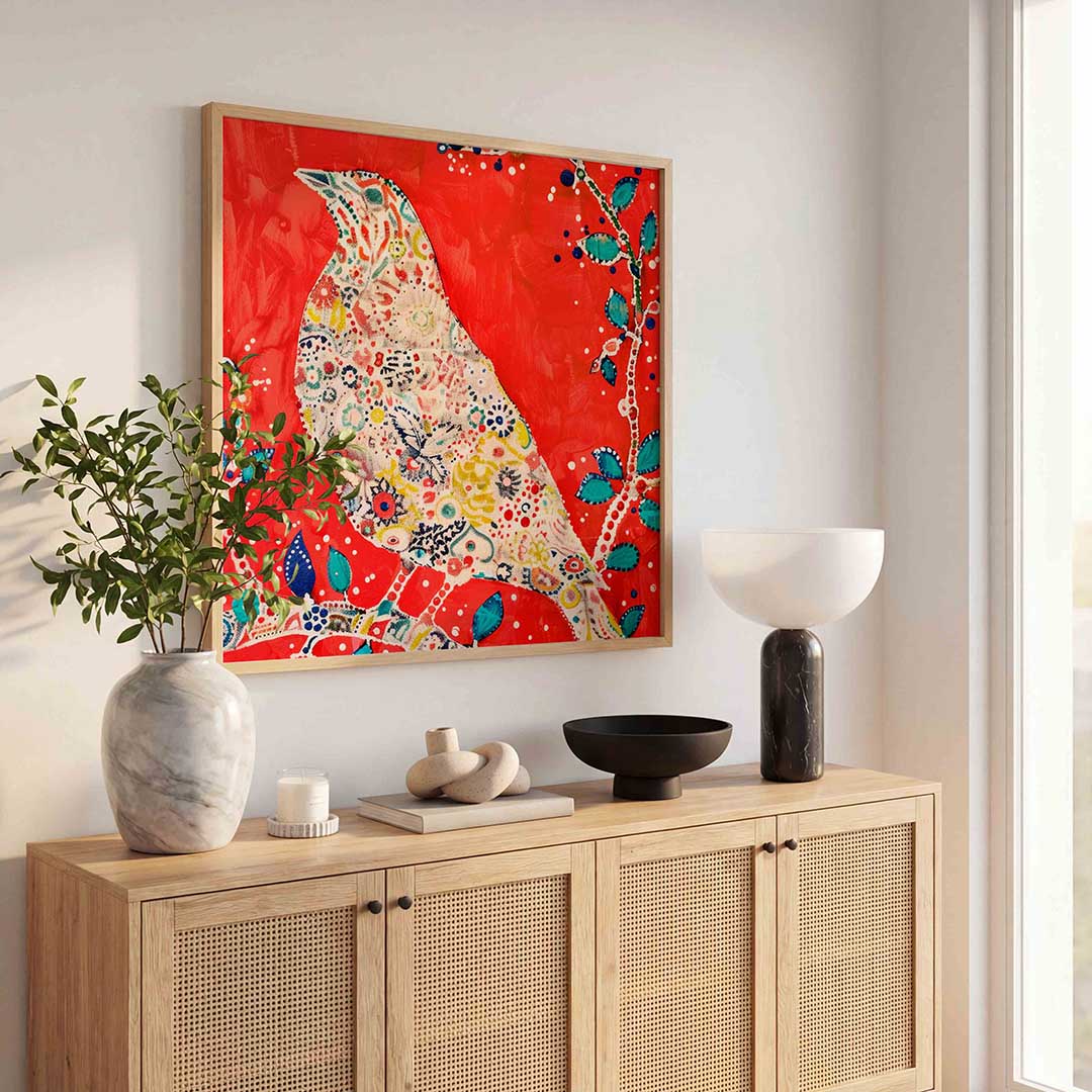 Vogel en bladeren Poster