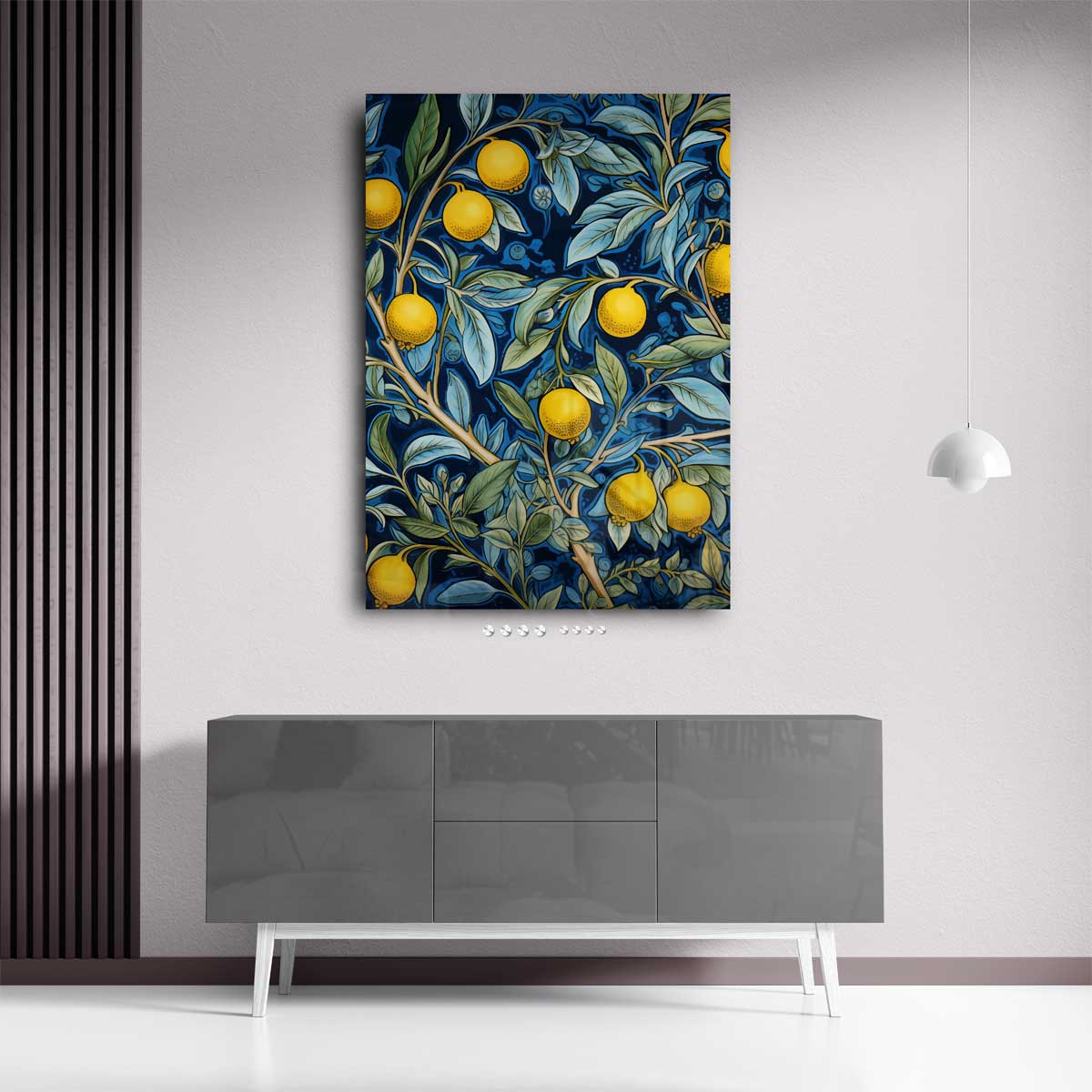 Zonnige Citroenen op Blauw Kunstwerk-canvas-dibond-plexiglas-wanddecoratie-WallArtistic