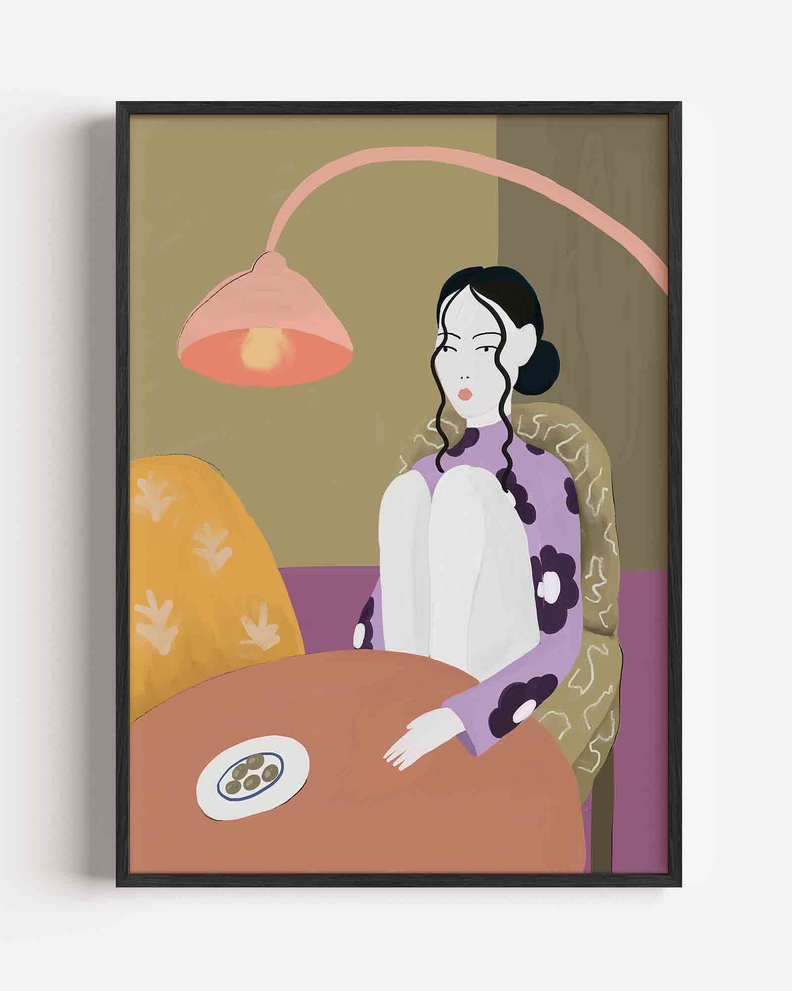 Vrouw met lamp Poster