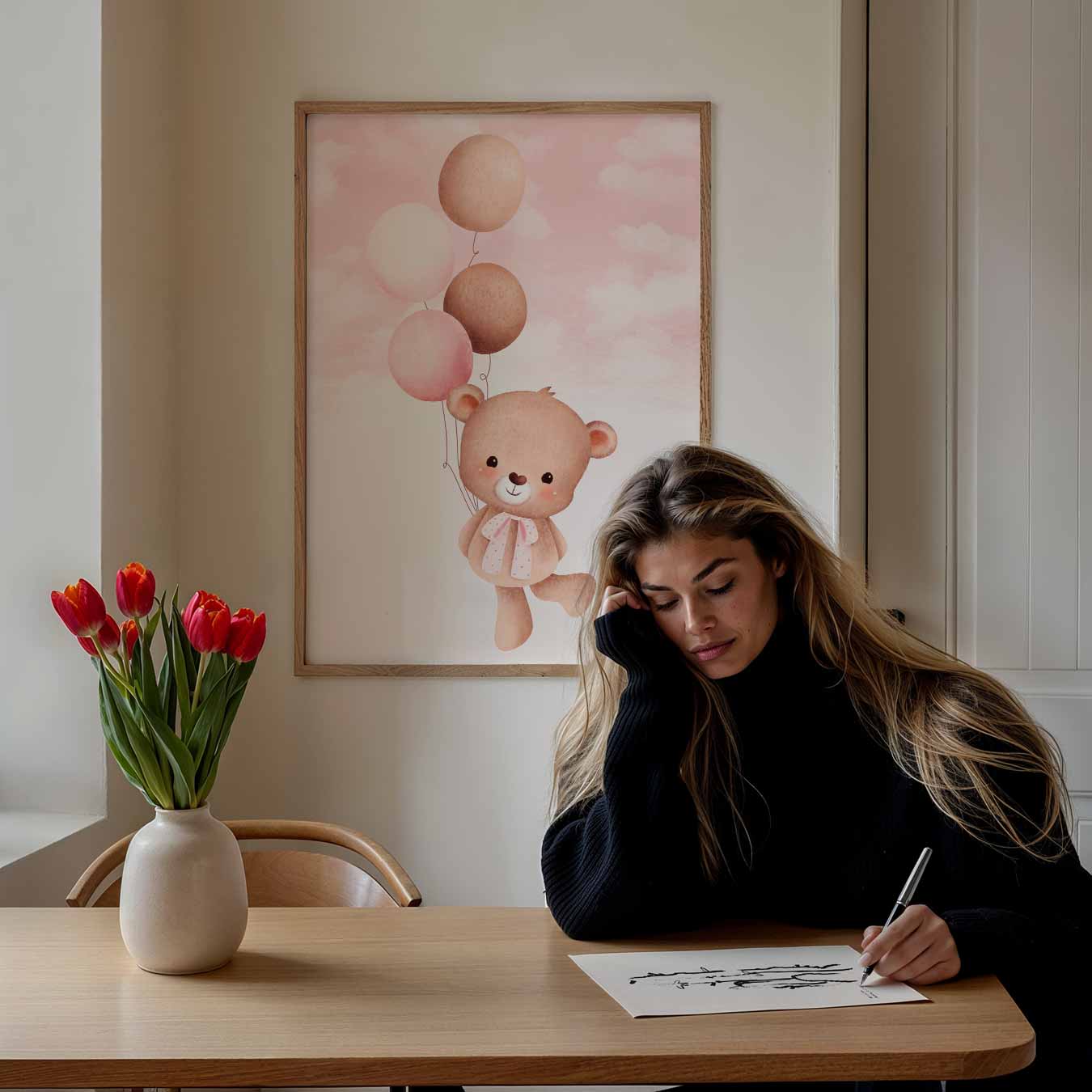 Lieve Teddybeer met Ballonnen Poster-WallArtistic