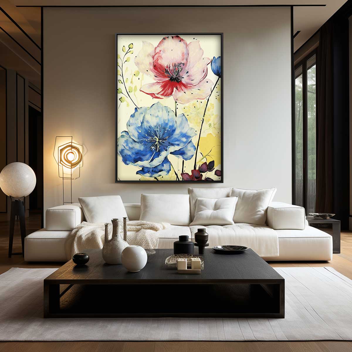 Bloemenpracht in Aquarel Kunstwerk-canvas-dibond-plexiglas-wanddecoratie-WallArtistic