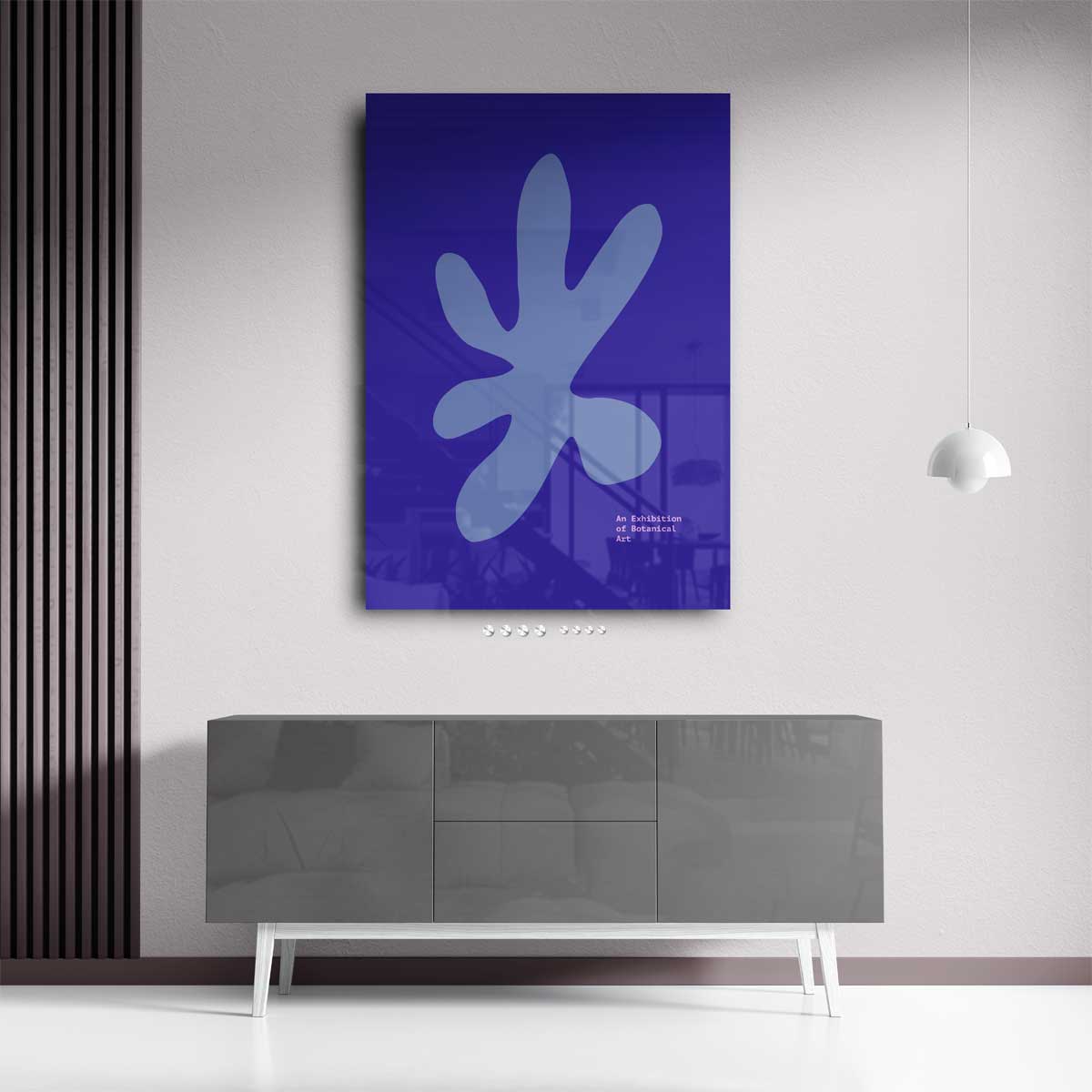 Blauwe Botanische Vormen Kunstwerk-canvas-dibond-plexiglas-wanddecoratie-WallArtistic