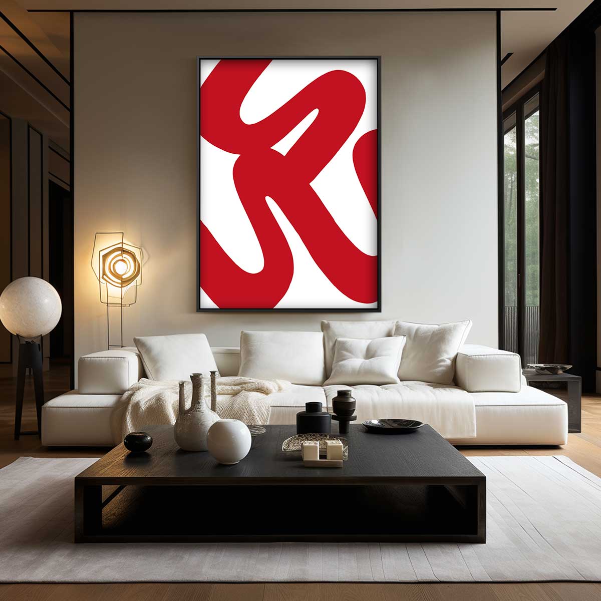 Dynamisch Rood Kunstwerk-canvas-dibond-plexiglas-wanddecoratie-WallArtistic