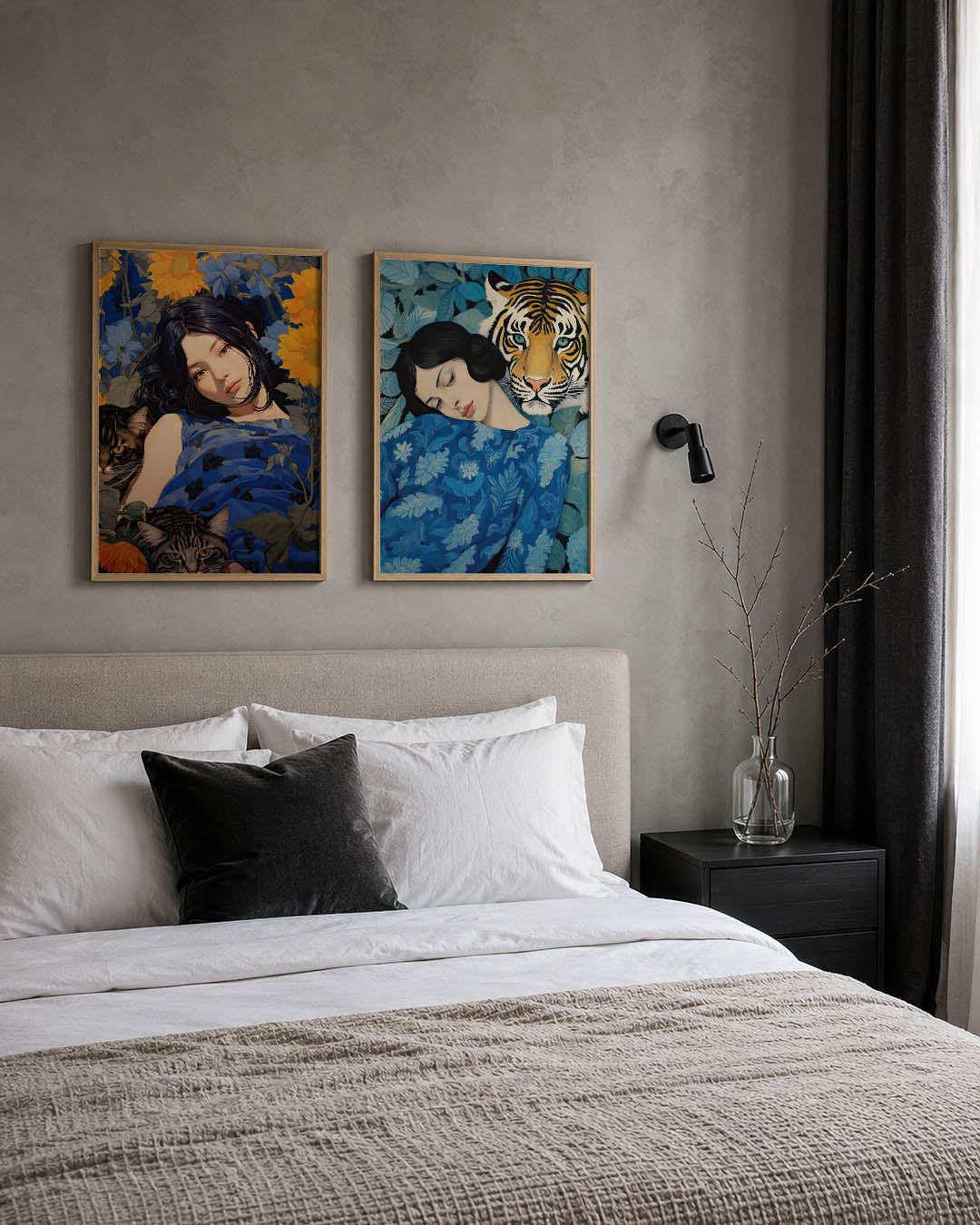 Bloemen en katten Posterset