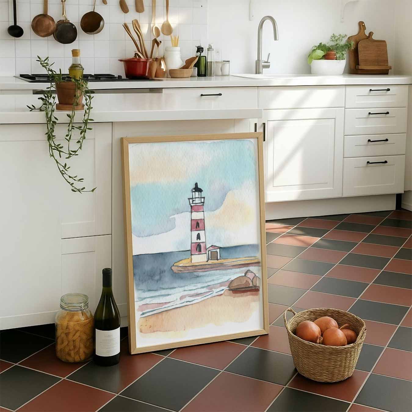 Dromerige Vuurtoren aan de Kust Poster-WallArtistic