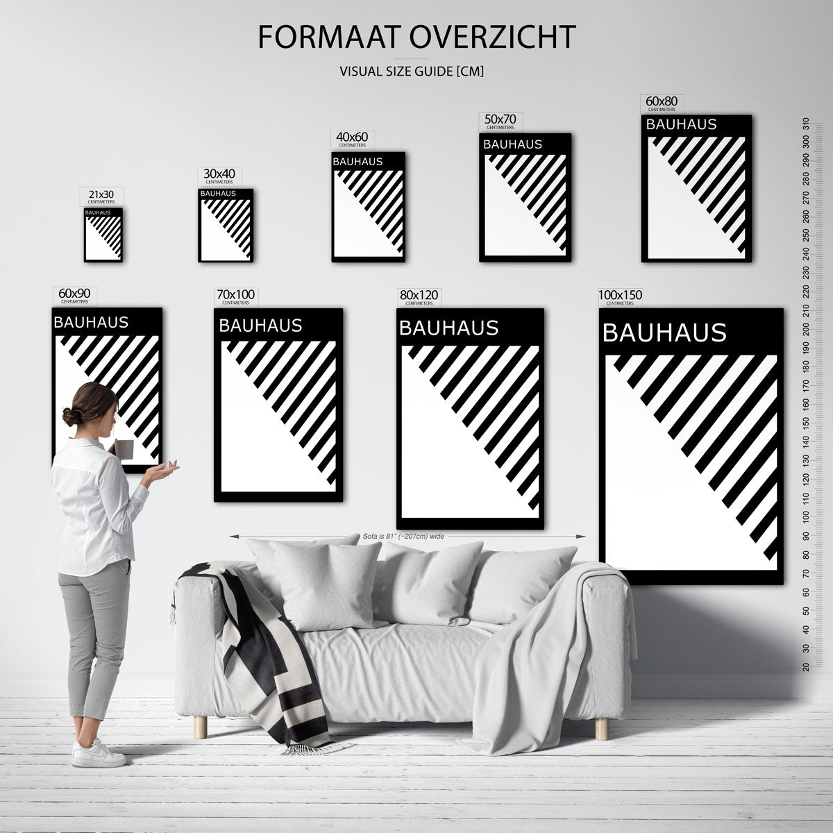 Zwart wit lijnen Poster
